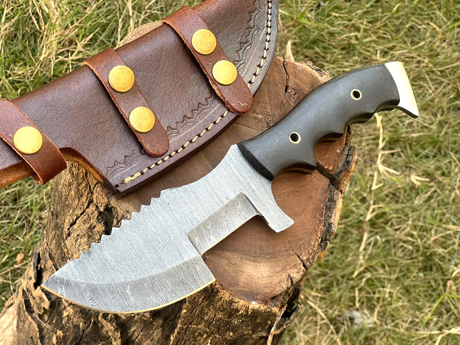 10' Custom Made Forged Damascus Tom brown Tracker knife ideal skinner outdoor knives hunting - Image 3