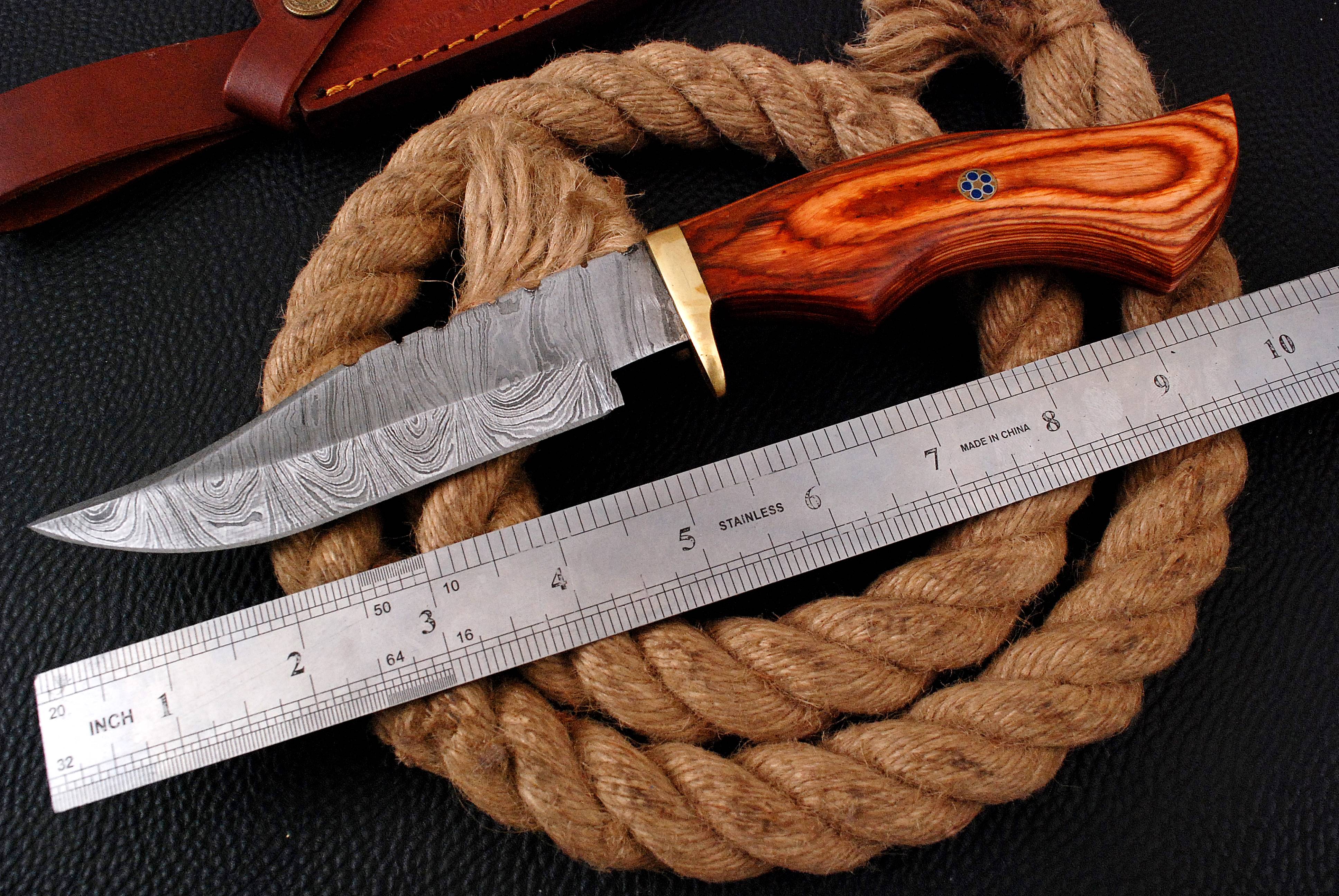 10 " Damascus Knife Ideal Outdoor Hunting Camping Bushcraft with Leather Sheath x-193 - Image 5