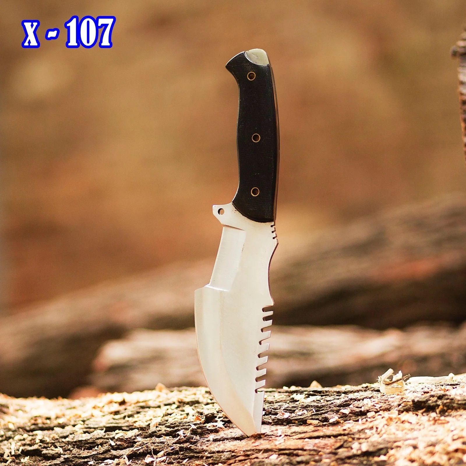 10' Handmade Carbon Steel high Polish Tracker knife ideal Hunting skinning with leather sheath buck x-107 - Image 4