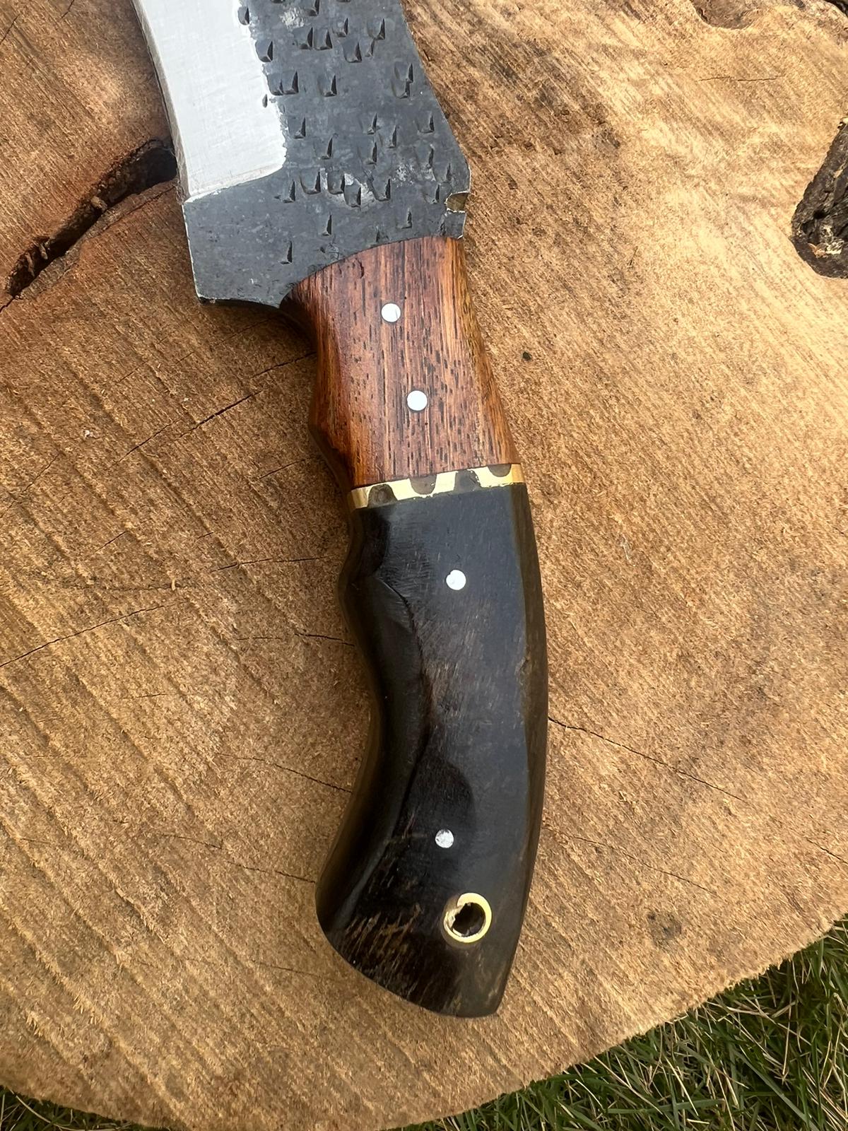 11" Tactical Outdoor Survival knife Carbon Steel Fixed Blade Tracker knives Ram Horn & wood Handle x-235 - Image 8