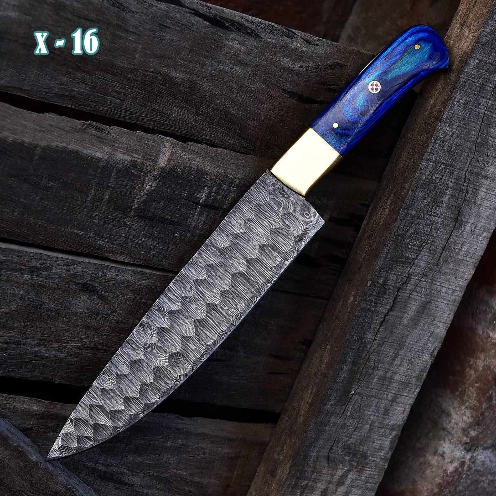 12' Chef Knife forged Damascus steel Kitchen knives wood handle x-16 - Image 3