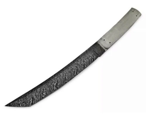 12" Damascus Steel Fire Pattern Traditional Tanto Samurai Blank Blade knife x-125 - Image 4