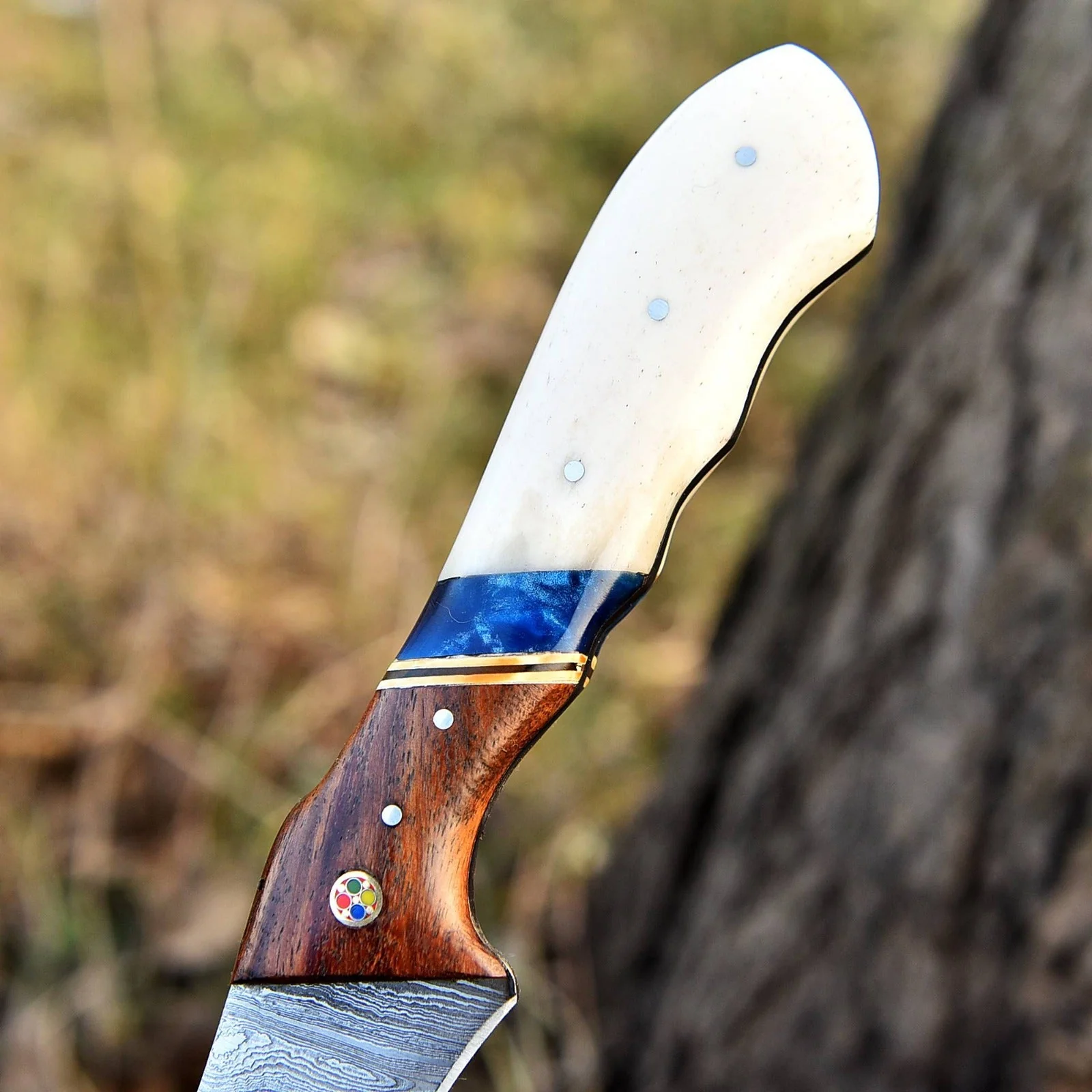 12" Handmade Fillet Damascus Chef Knife Bone wood & Resin Handle - Image 5