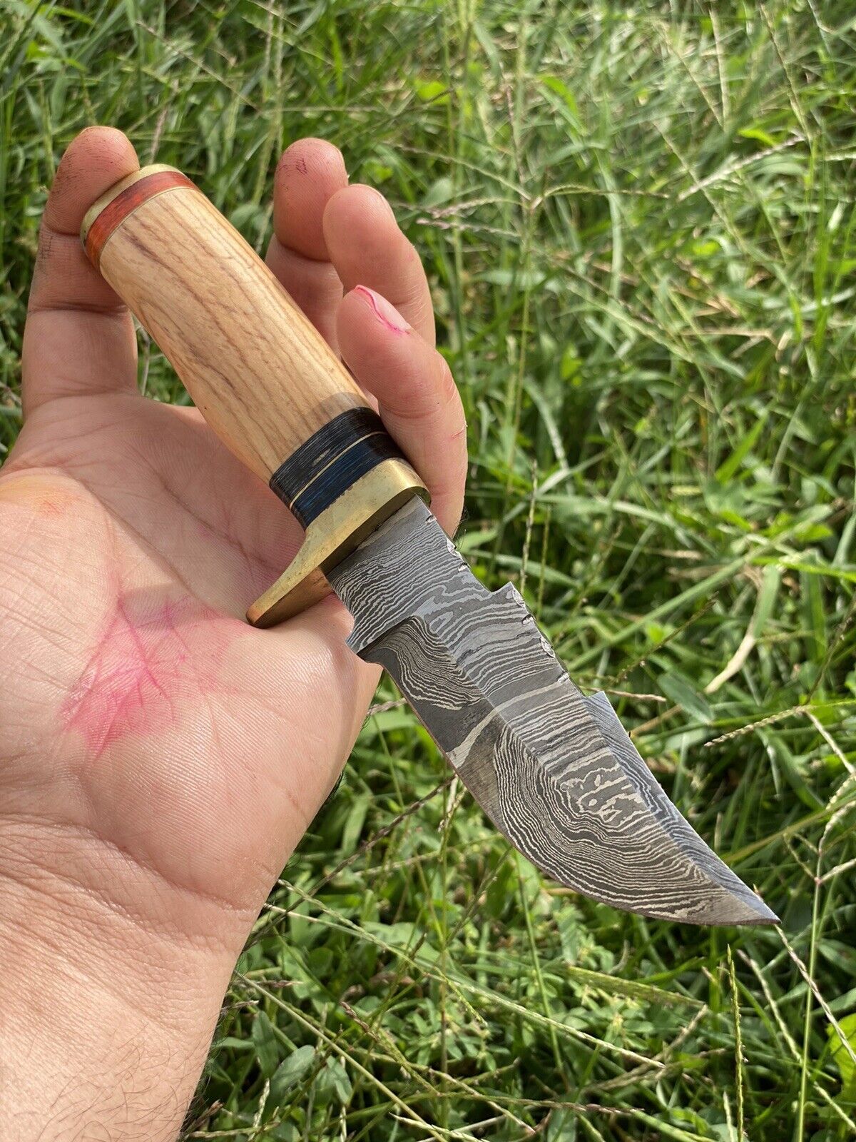 8" Custom Handmade Fixed Blade Hunting Knife Wood Handle with Leather Sheath - Image 3