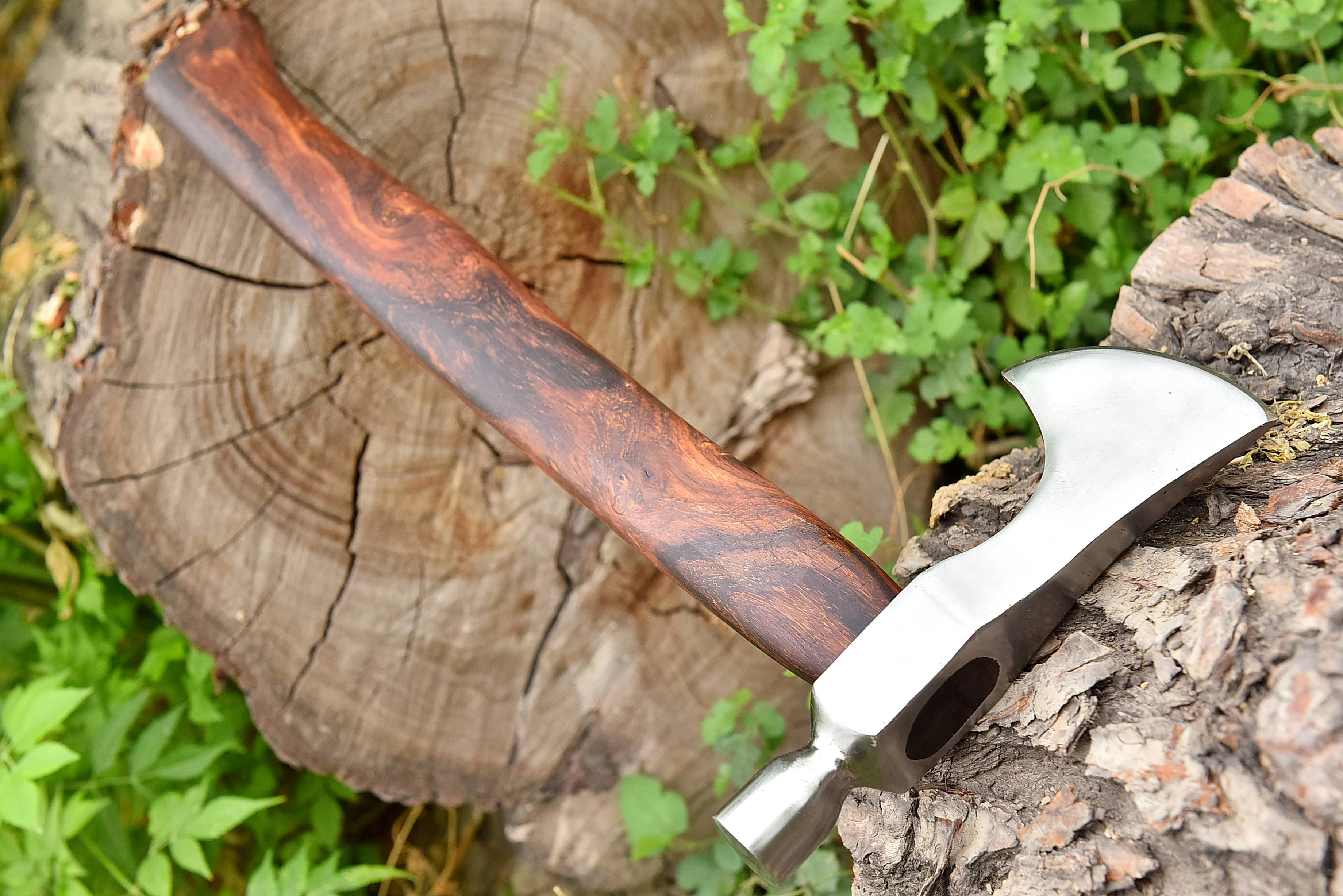 Ball Hammer Axe Forged Carbon Steel Outdoor camping with Genuine leather sheath - Image 5