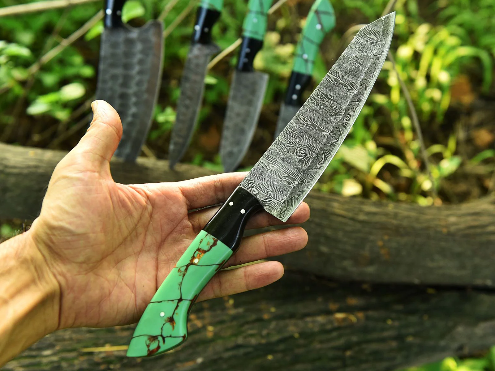 Best Knife Set-Handmade Damascus Professional Chef Knife Set - 5 Pieces Forged Kitchen Knife Set x-135 - Image 3