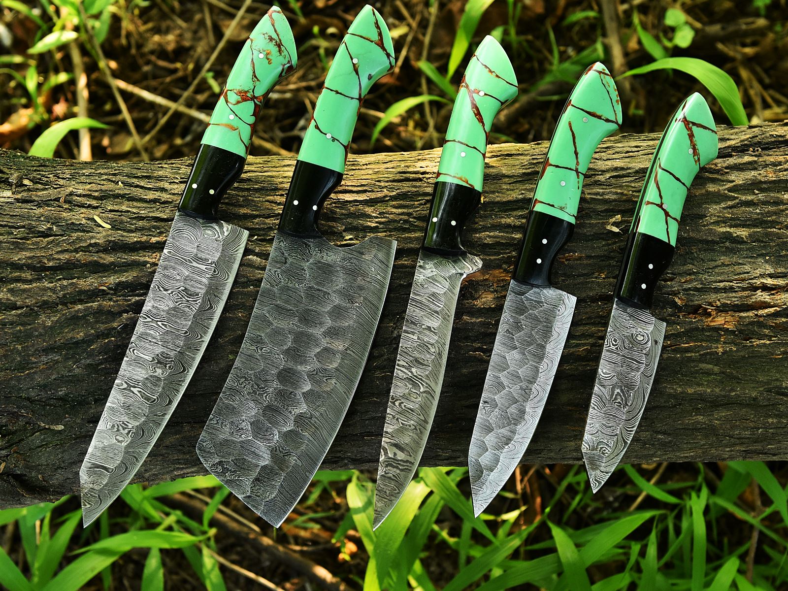 Best Knife Set-Handmade Damascus Professional Chef Knife Set - 5 Pieces Forged Kitchen Knife Set x-135 - Image 5