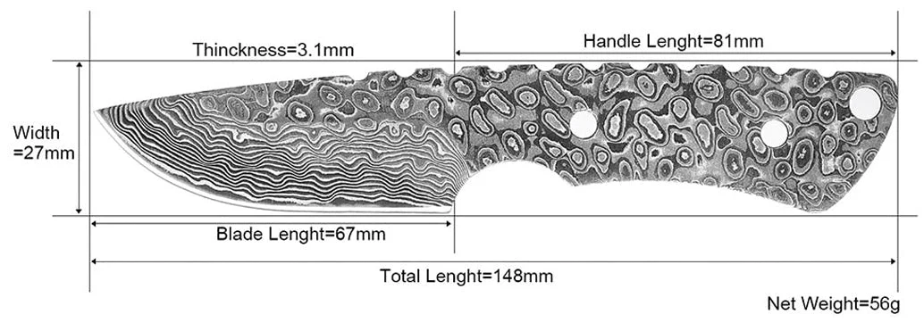 Best Skinner Knife Forged Damascus Steel Full Tang Tactical Blank Blade X-10 - Image 4