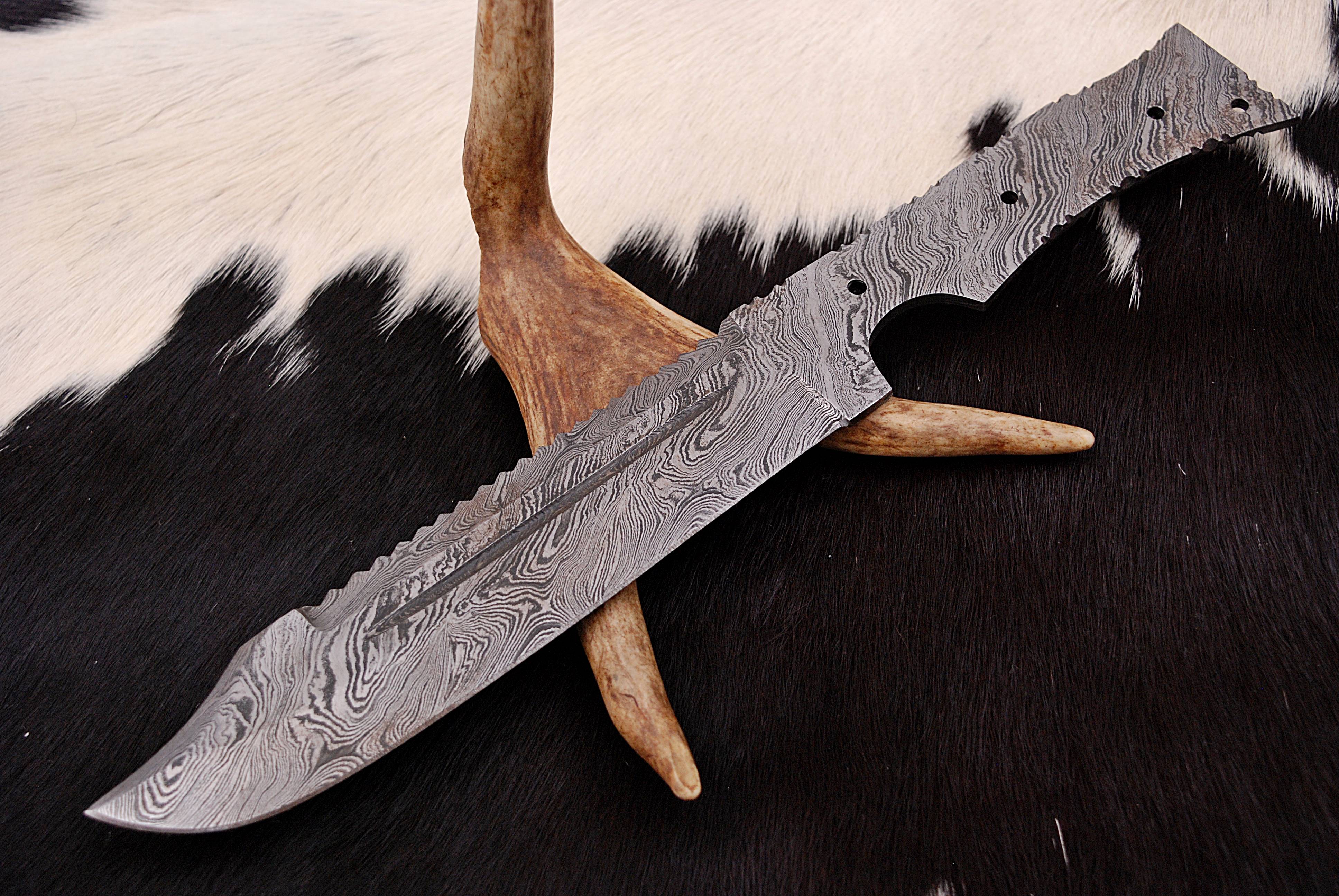 Bowie Knife Damascus Fixed Blade Tracker Blank Blade Ideal Outdoor Knives Full Tang X-13 - Image 8