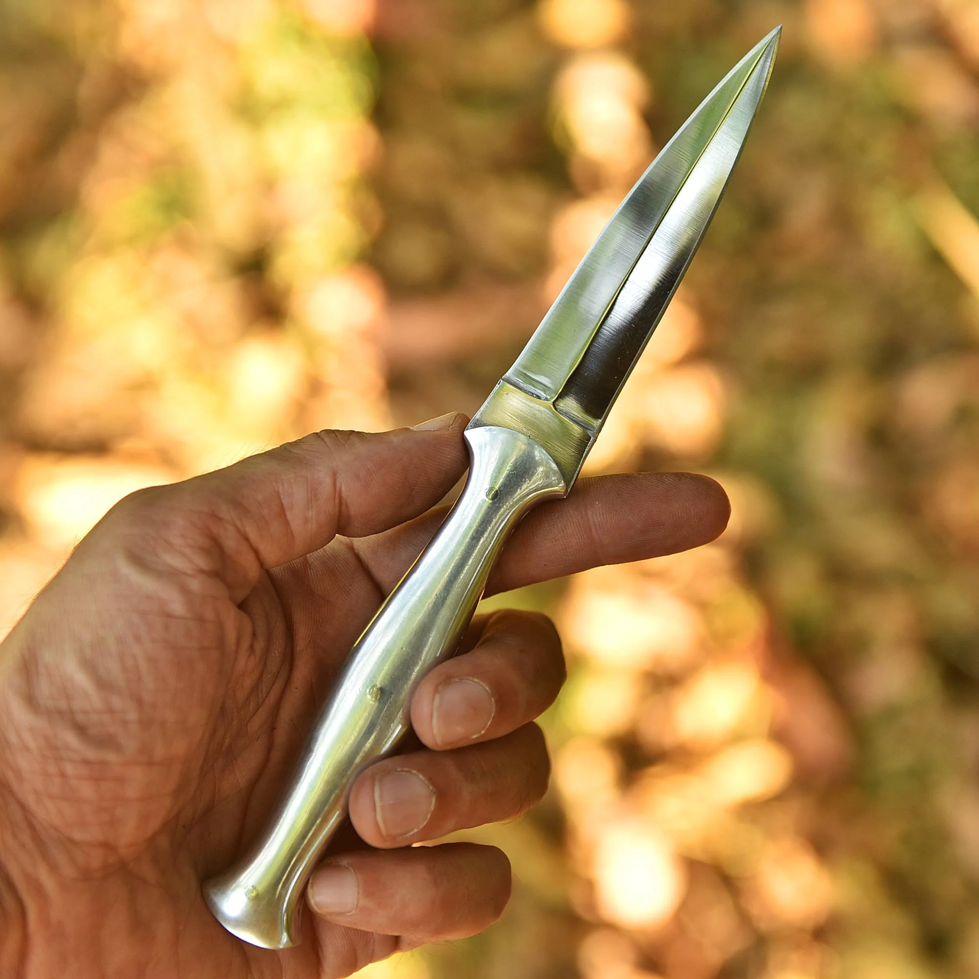 Classic Fixed Blade Double Edge High Polish Blade Dagger Steel Handle - Image 3