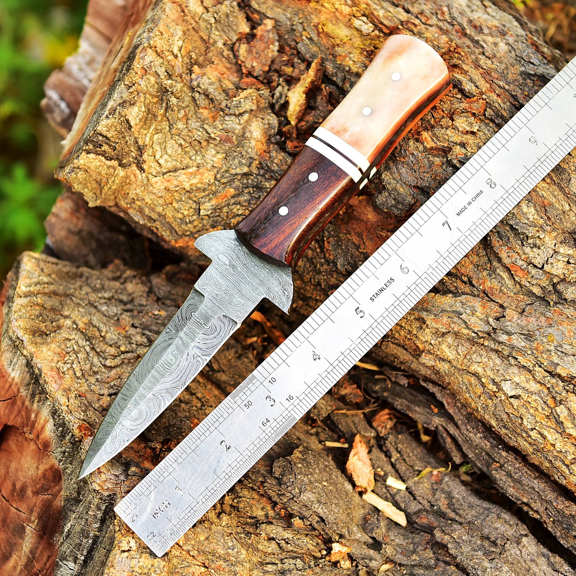 Custom Forged EDC Damascus Steel Dagger Knife Hunting Outdoor Blade - Image 6