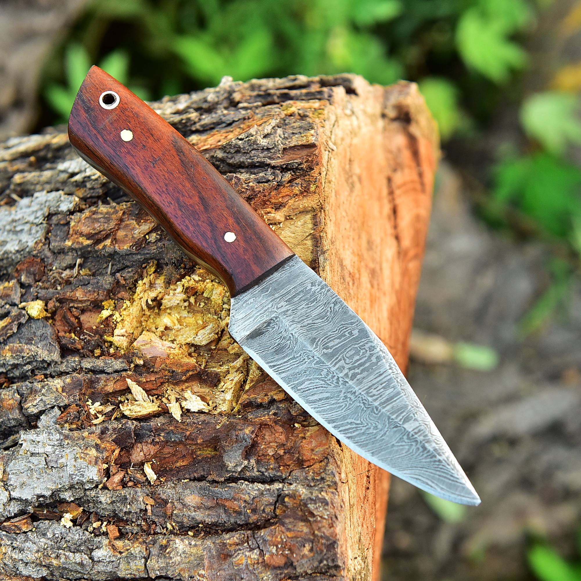 Custom Hand Forged Damascus Steel Fixed Blade Hunting Skinning Knife - Image 3