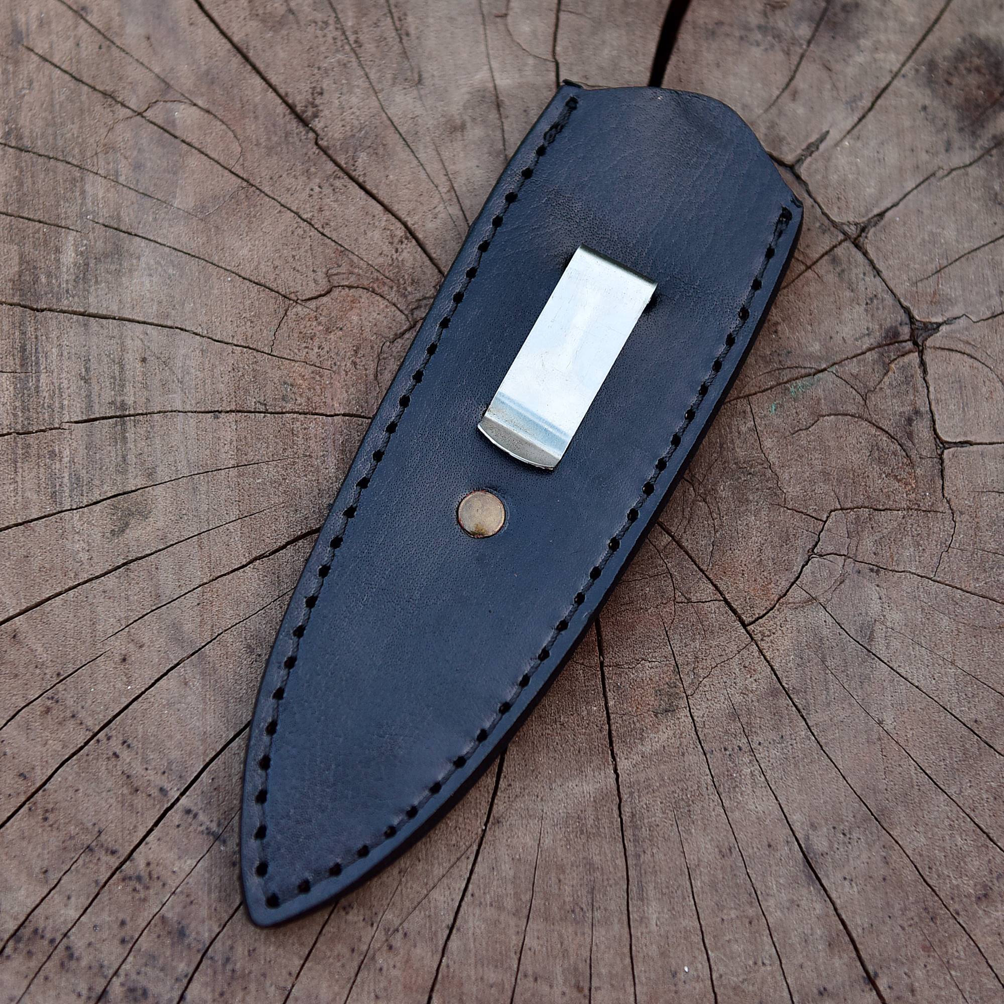 Custom Hand Forged Genuine Leather Dagger Knife Sheath - Image 8