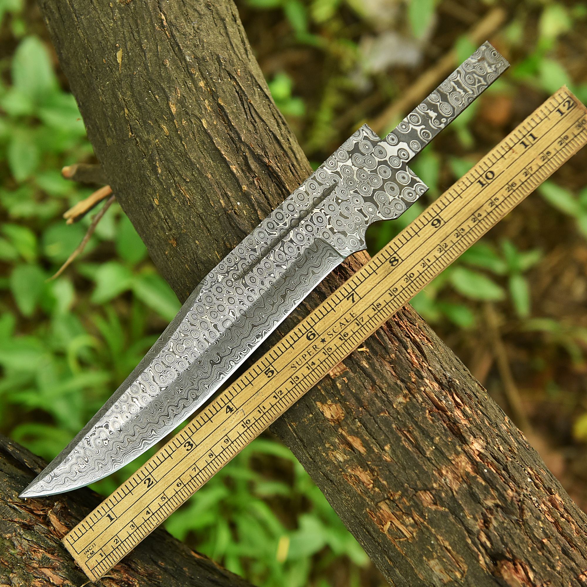 Custom Hand Forged Tactical Damascus Razor Razor Blade Blank Blade Knife - Image 5