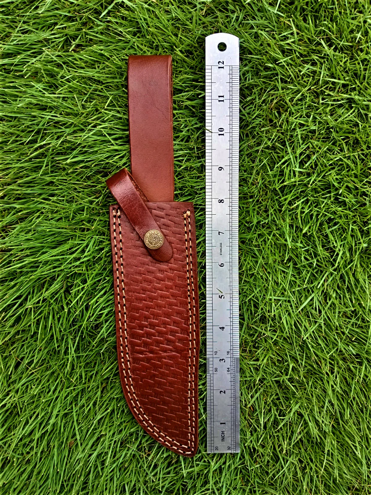 Custom Hand Forged Top Grain Engraved Leather Fixed Blade Knife Sheath - Image 5