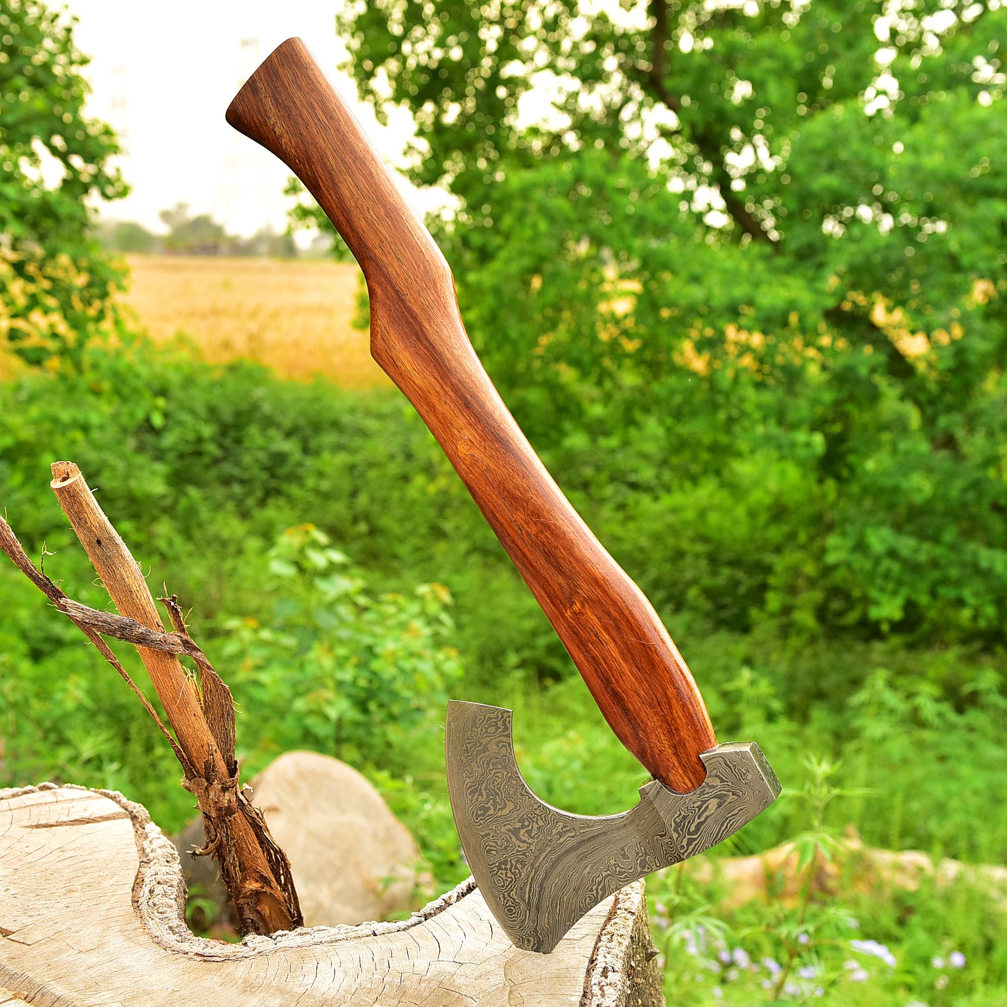 Custom Hand Made Forged Damascus Steel Axe Superb Design Axe Hatchet Tomahawk x-219 - Image 4