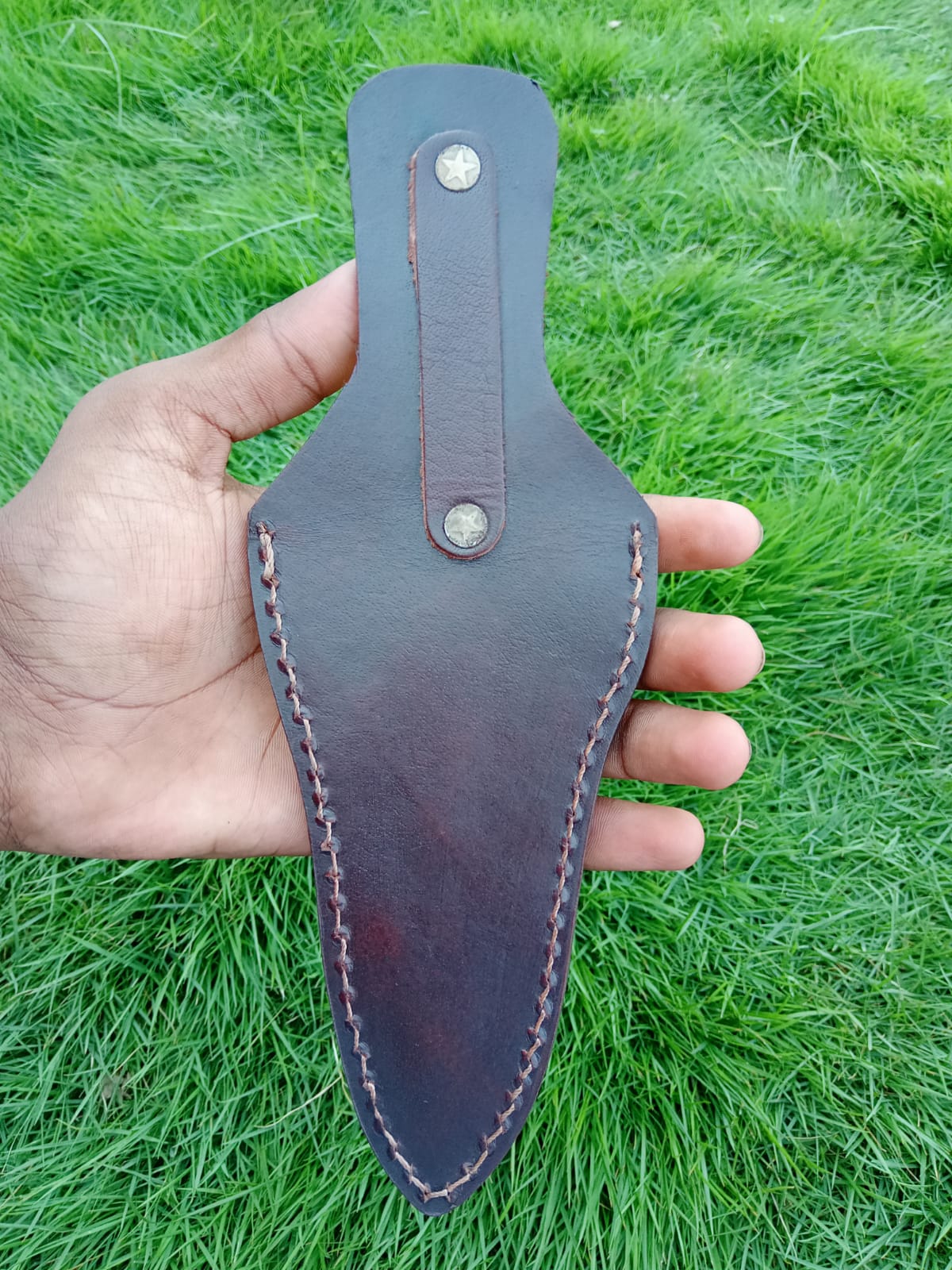 Custom Hand Stitched Full Grain Leather Fixed Blade Boot Knife Sheath - Image 3
