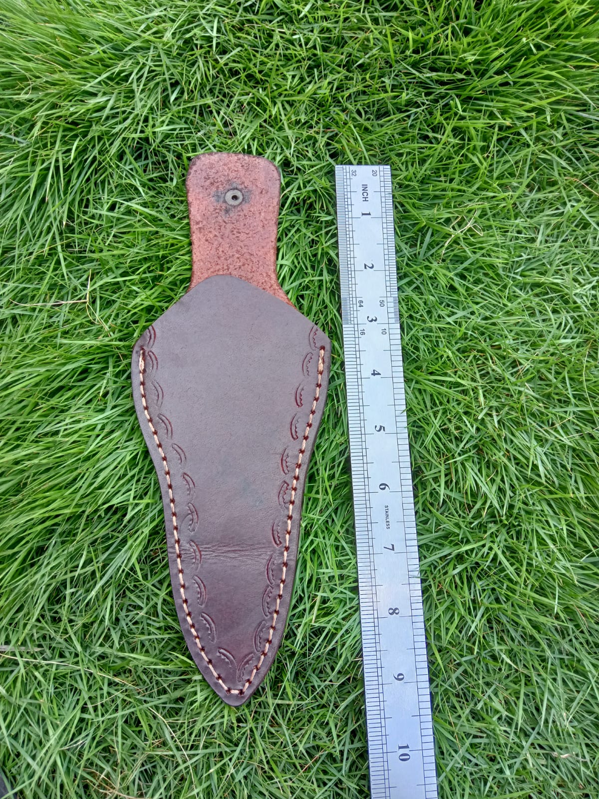 Custom Hand Stitched Full Grain Leather Fixed Blade Boot Knife Sheath - Image 5