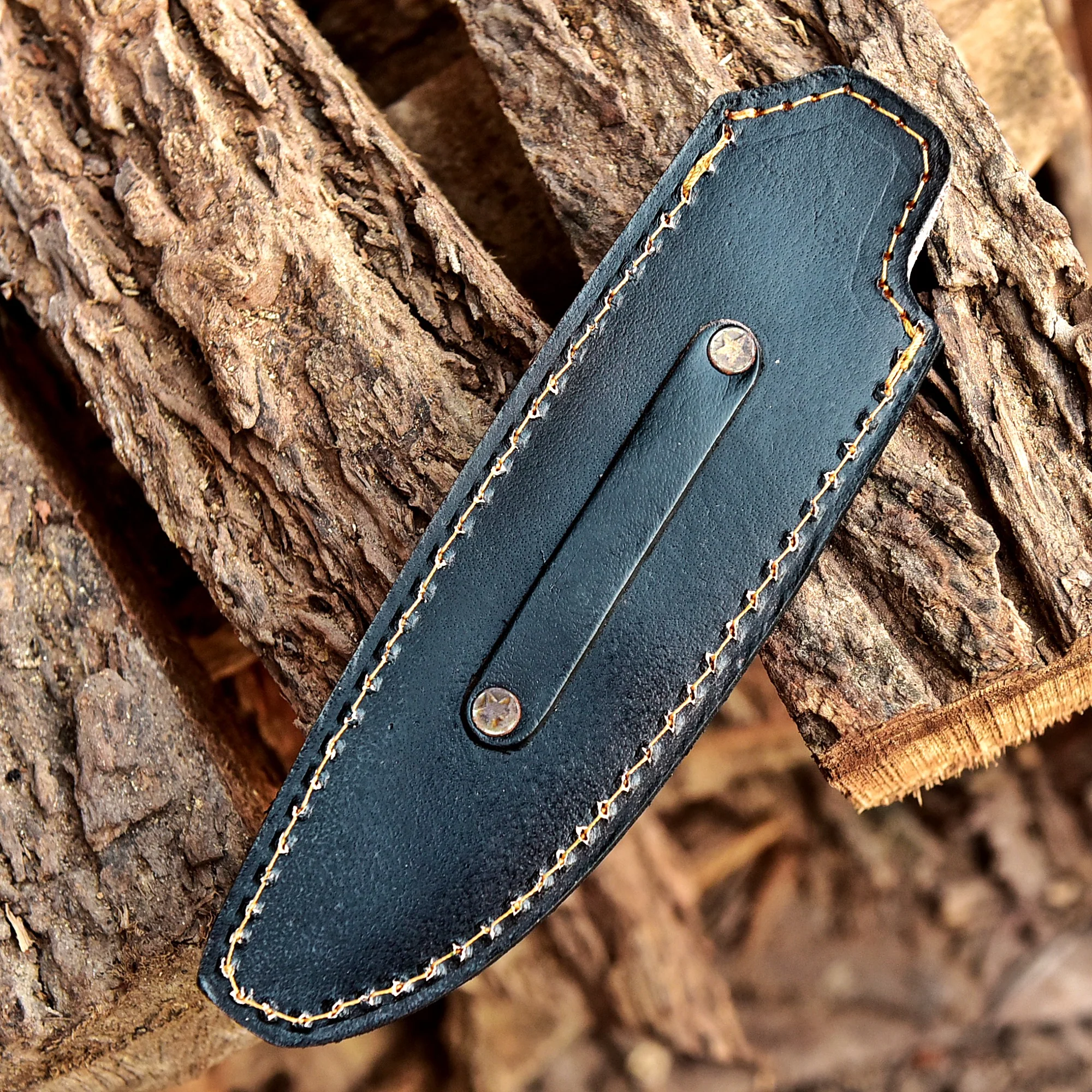 Custom Hand Stitched Sheep Leather Fixed Blade Knife Deer Engraved Sheath - Image 4