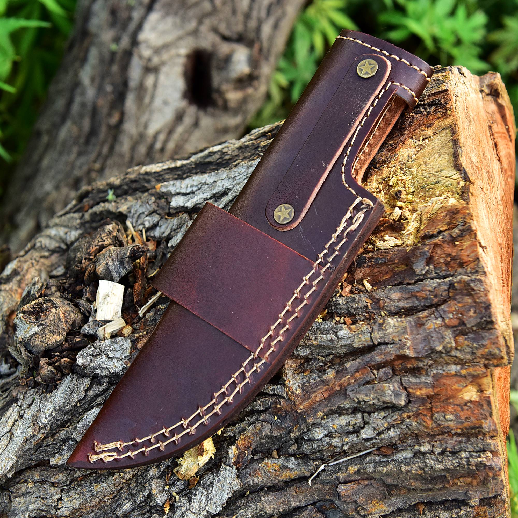 Custom Hand Stitched Top Grain Leather Fixed Blade Knife Sheath - Image 7