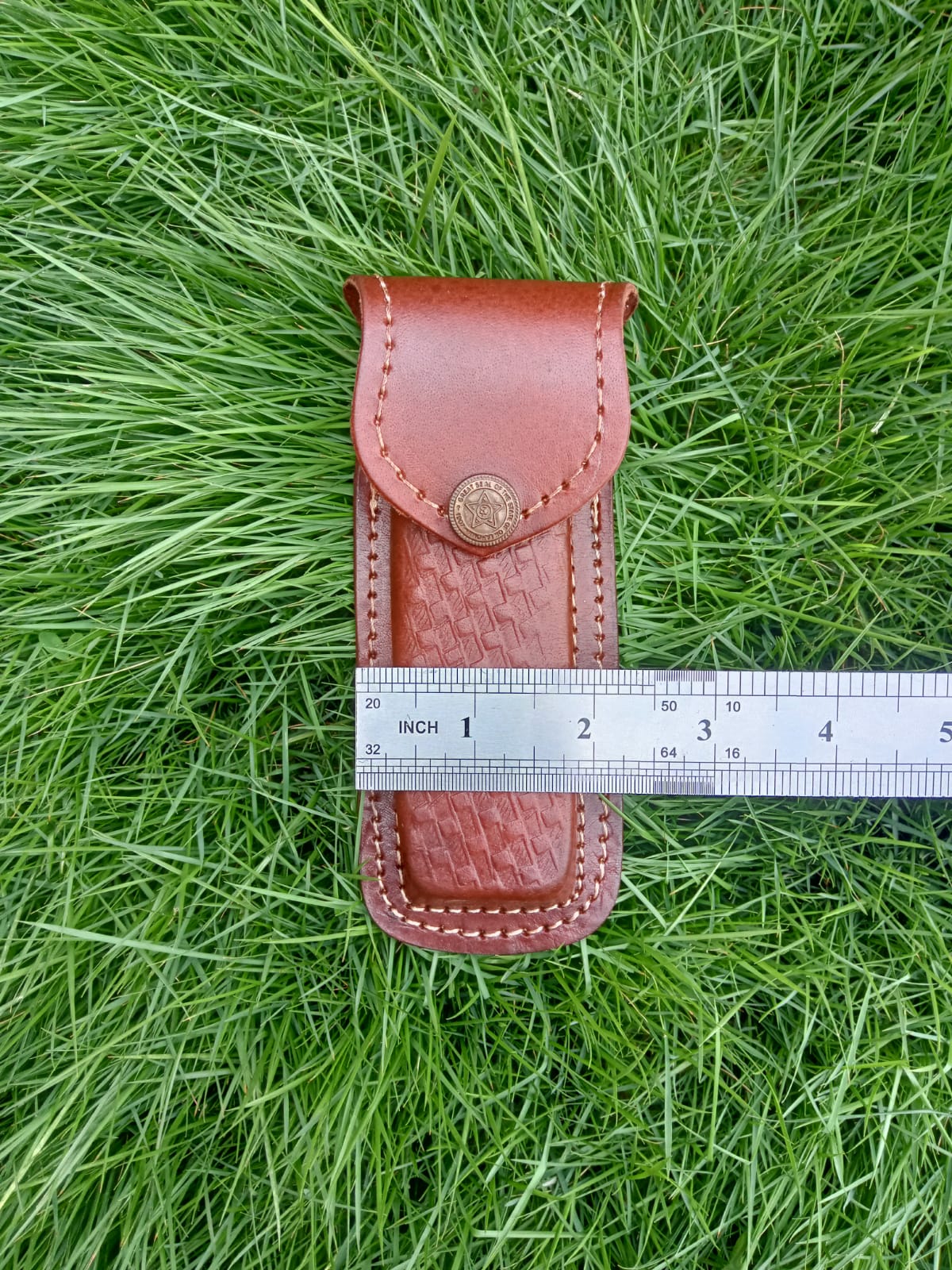 Custom Hand Stitched Top Grain Leather Folding Knife Engraved Sheath - Image 2
