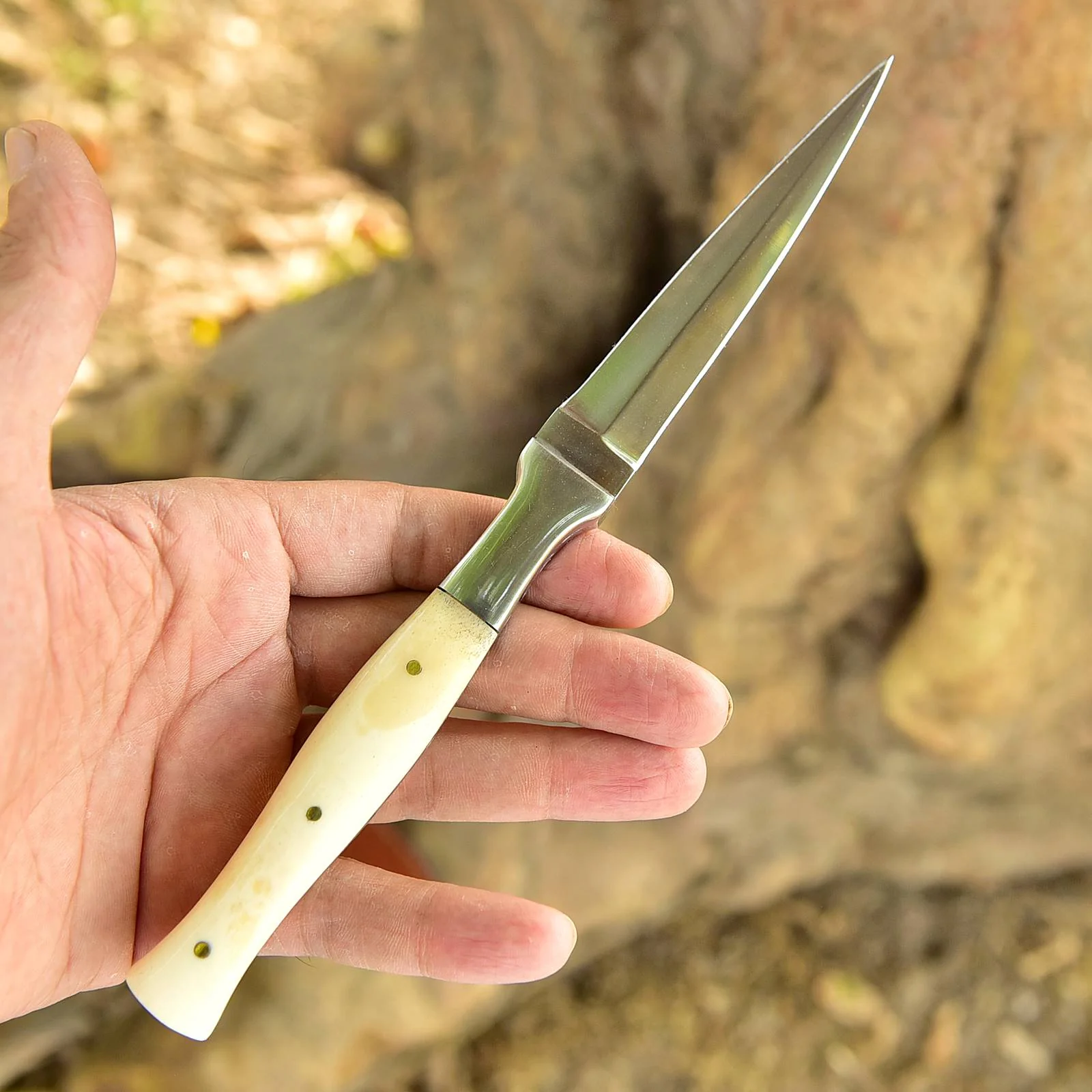 Custom Handmade D2 Steel Hunting Dagger Double Edge Boot Knife Full Tang x-268 - Image 3