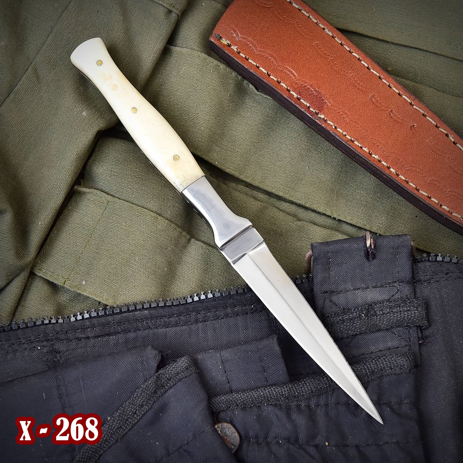 Custom Handmade D2 Steel Hunting Dagger Double Edge Boot Knife Full Tang x-268 - Image 6
