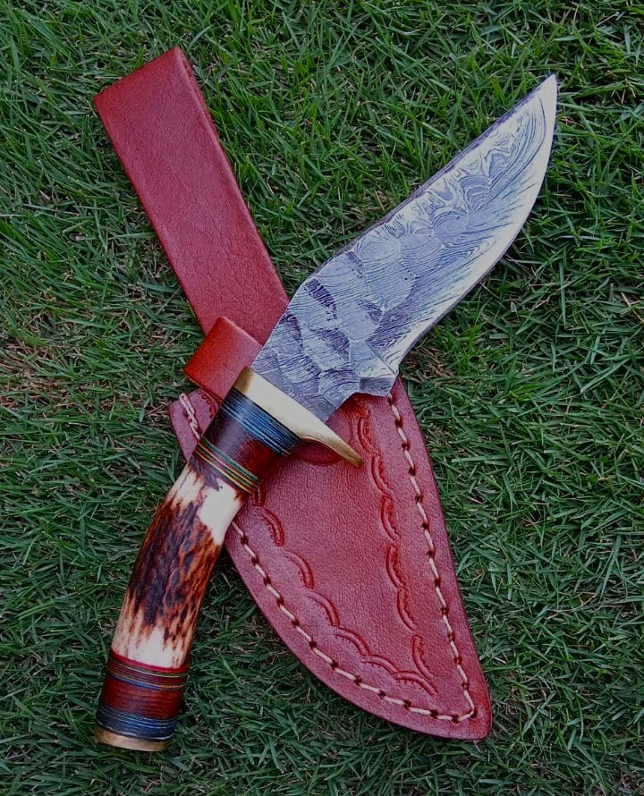 Custom Handmade Damascus Steel Blade Camping Skinner Knife Stage Handle - Image 4