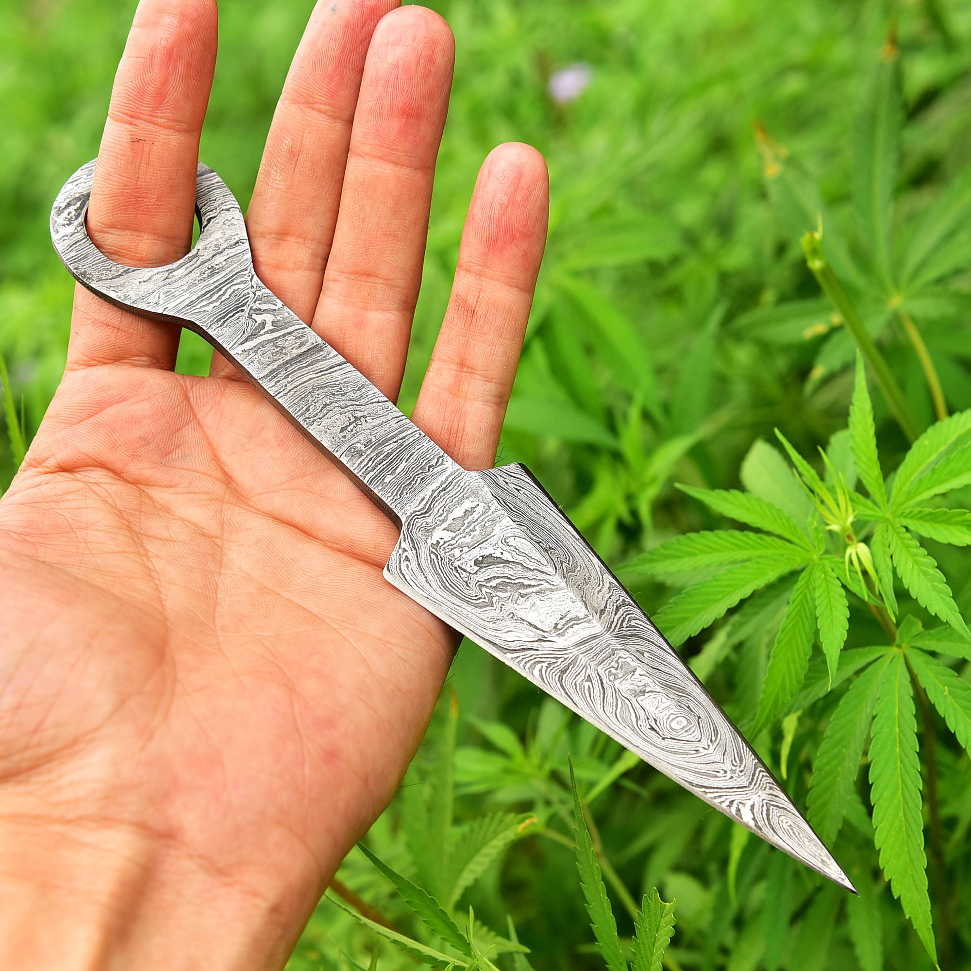 Custom Handmade Damascus Steel Double Edge Dagger Knife Blank Blade - Image 3