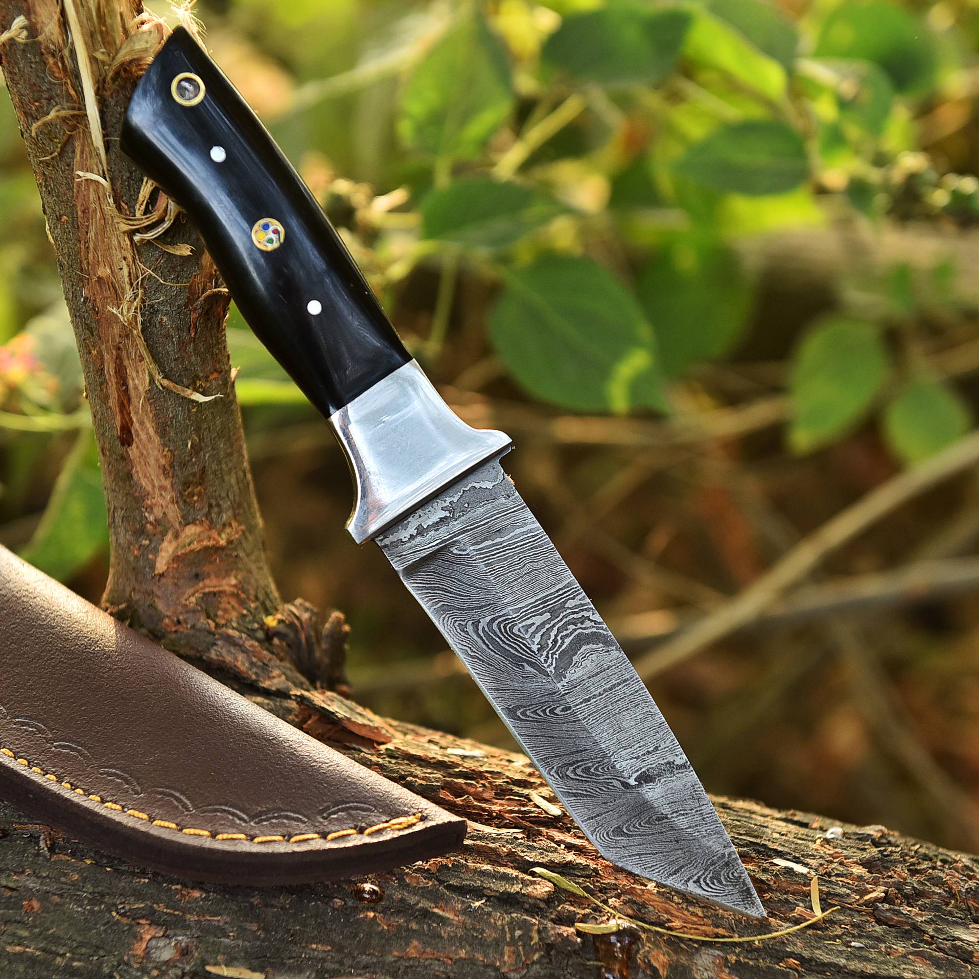 Custom Handmade Damascus Steel EDC Hunting Camping Skinning Knife - Image 6