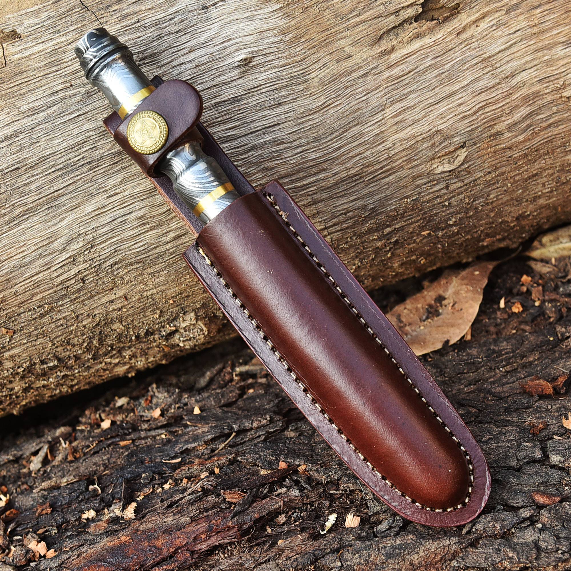 Custom Handmade Damascus Steel Full Tang Dagger Knife With Sheath - Image 3