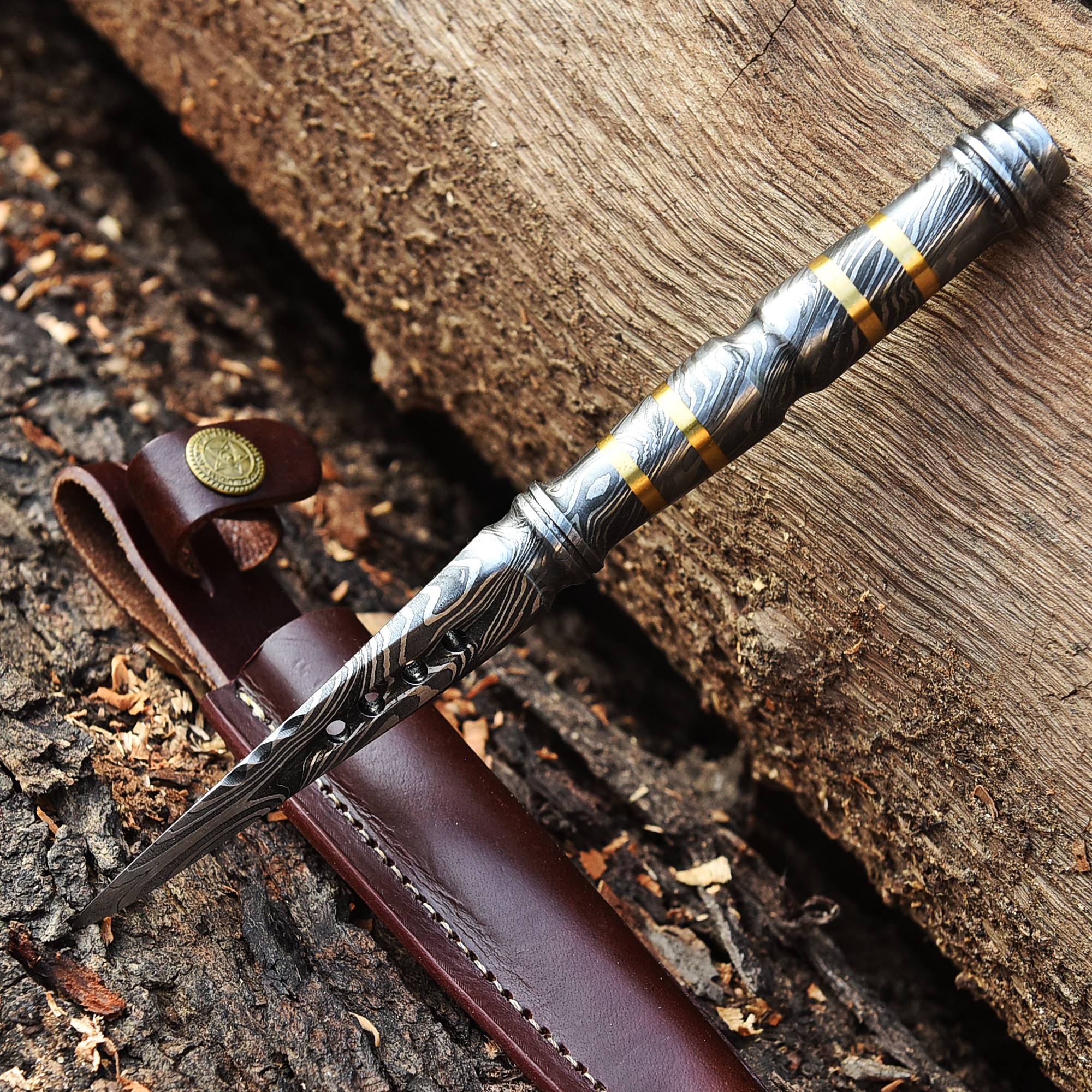 Custom Handmade Damascus Steel Full Tang Dagger Knife With Sheath - Image 8
