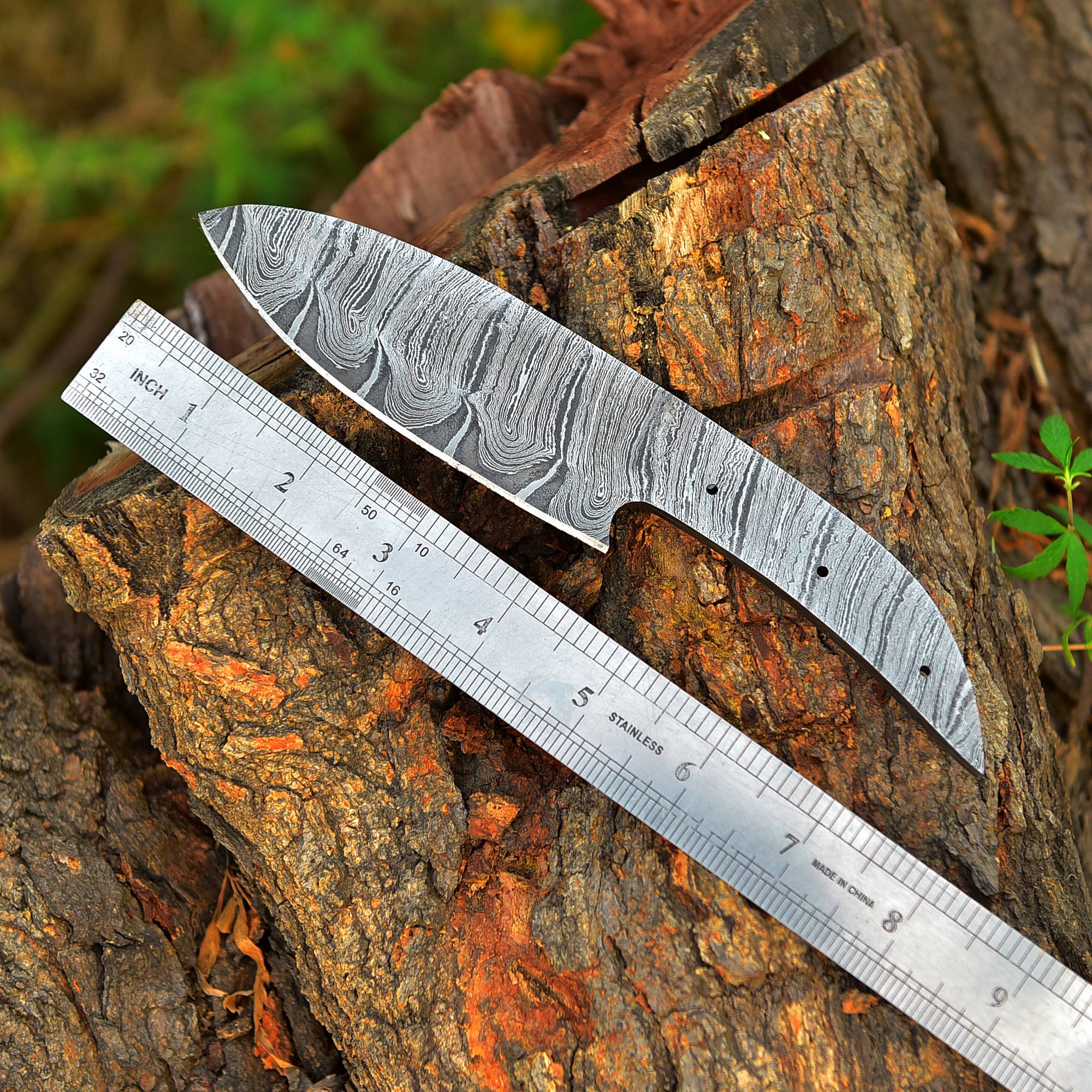 Custom Handmade Damascus Steel Full Tang Skinner Blank Blade - Image 5