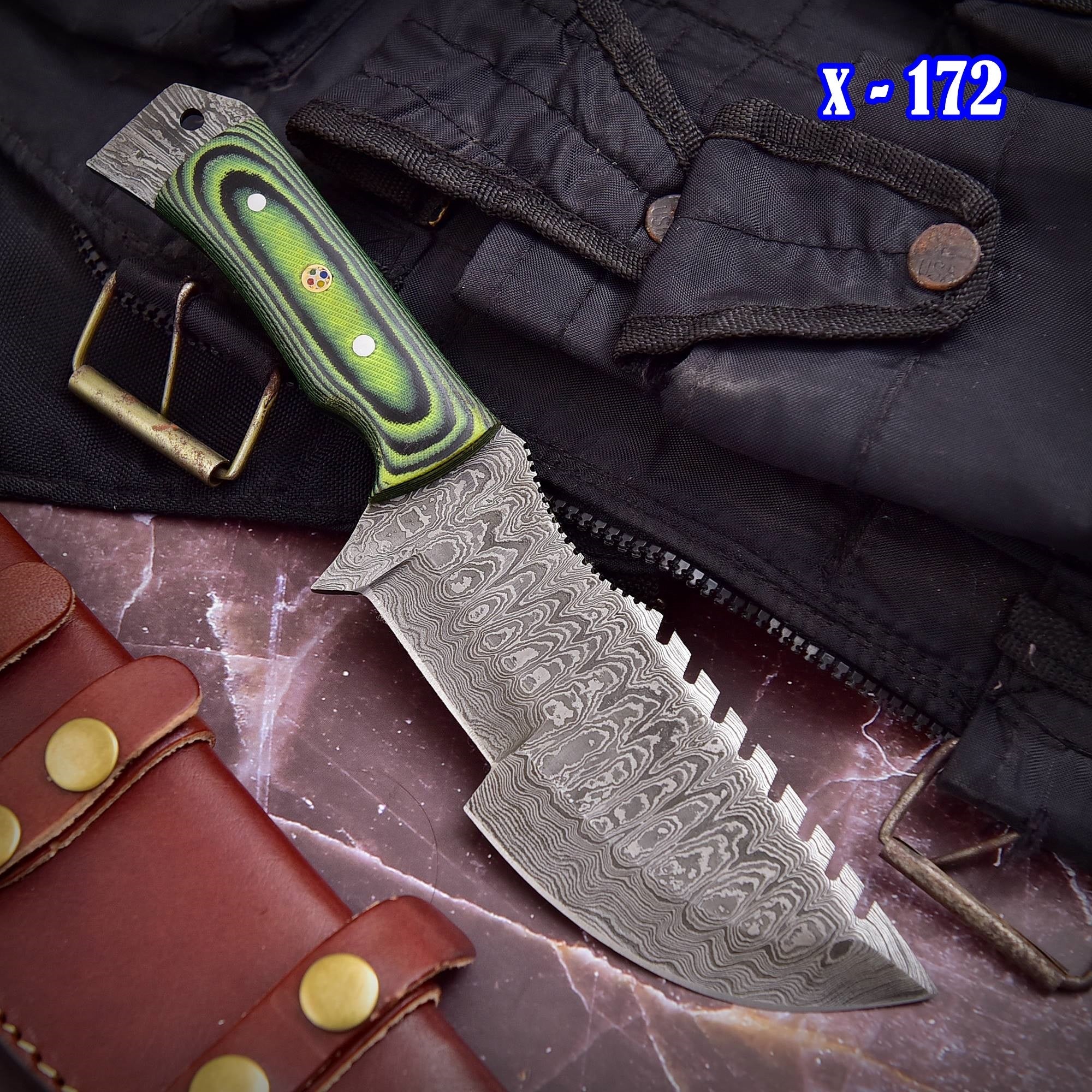 Custom Handmade Damascus Vintage Knife Full Tang Micarta Handle x-172 - Image 4