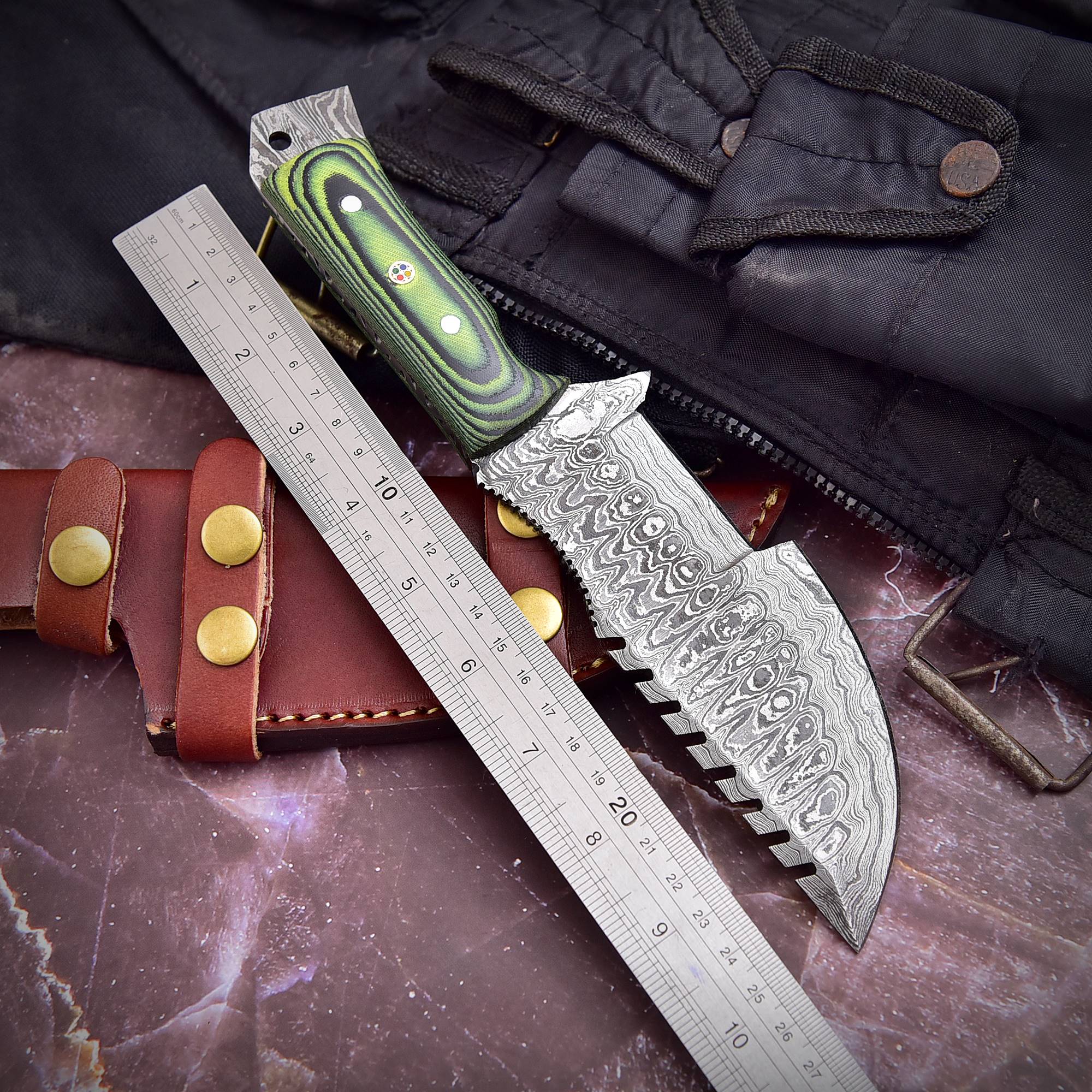 Custom Handmade Damascus Vintage Knife Full Tang Micarta Handle x-172 - Image 7