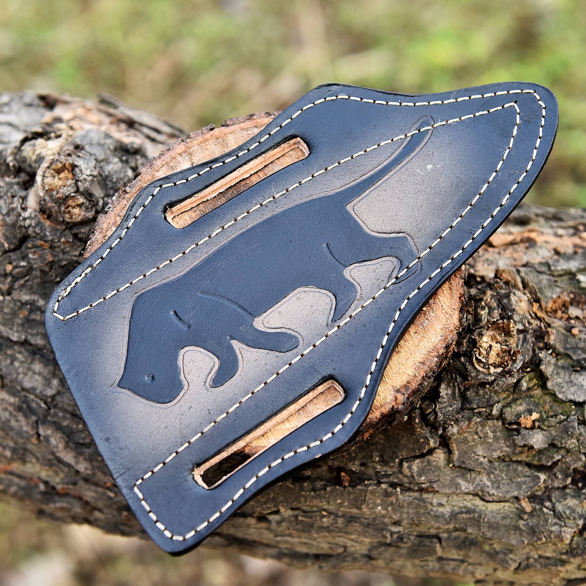Custom Handmade Fix Blade knife Leather Sheath - Vertical Carry - Image 3