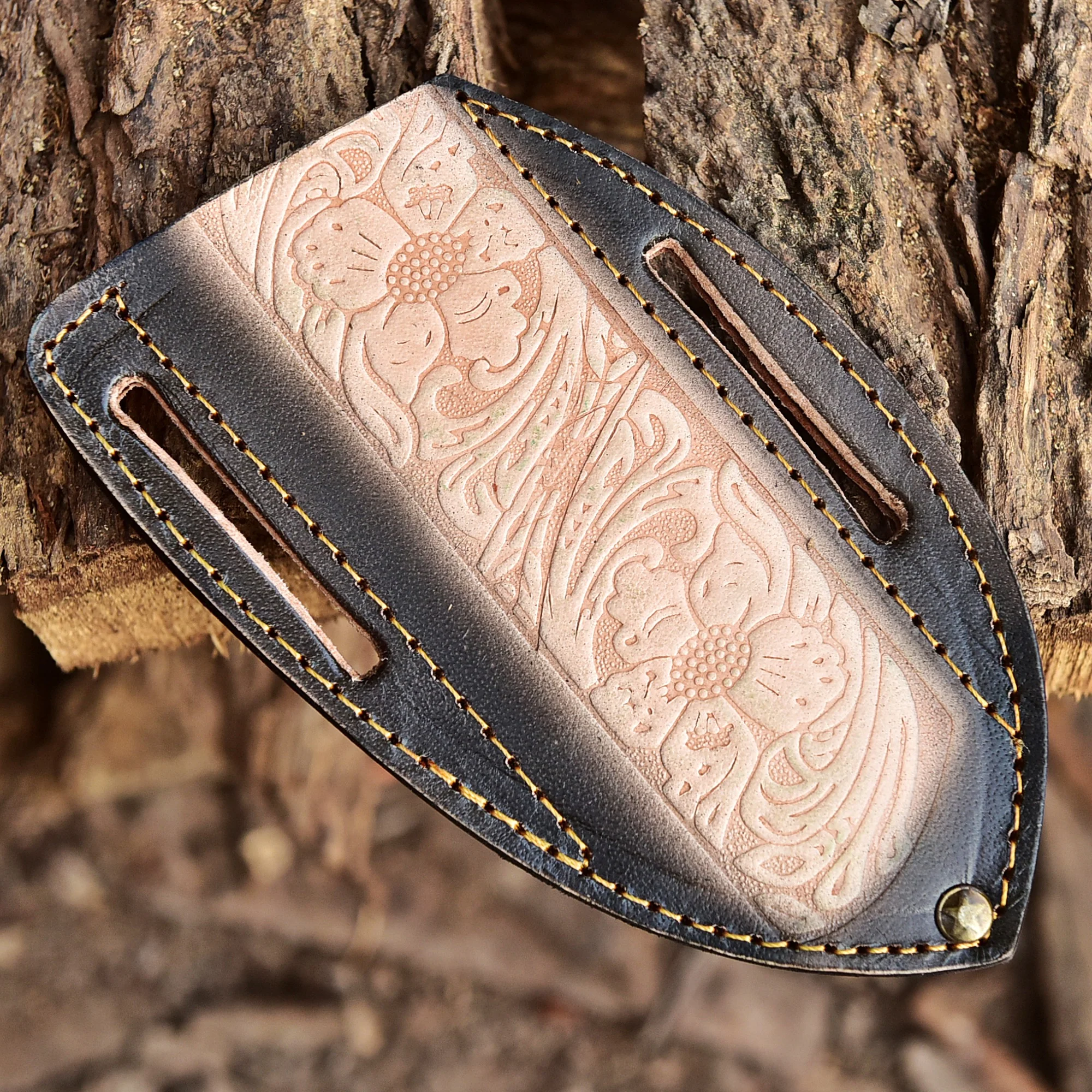 Custom Handmade Fixed Blade Knife Full Grain Leather Engraved Sheath - Image 2