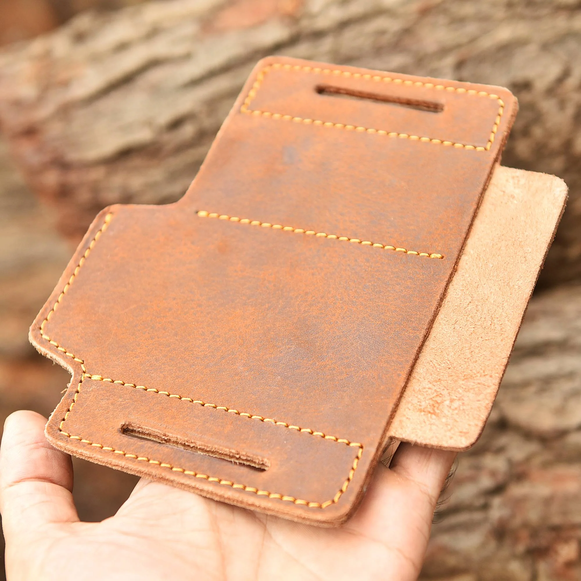 Custom Handmade Top Grain Leather Folding Knife Sheath - Image 2