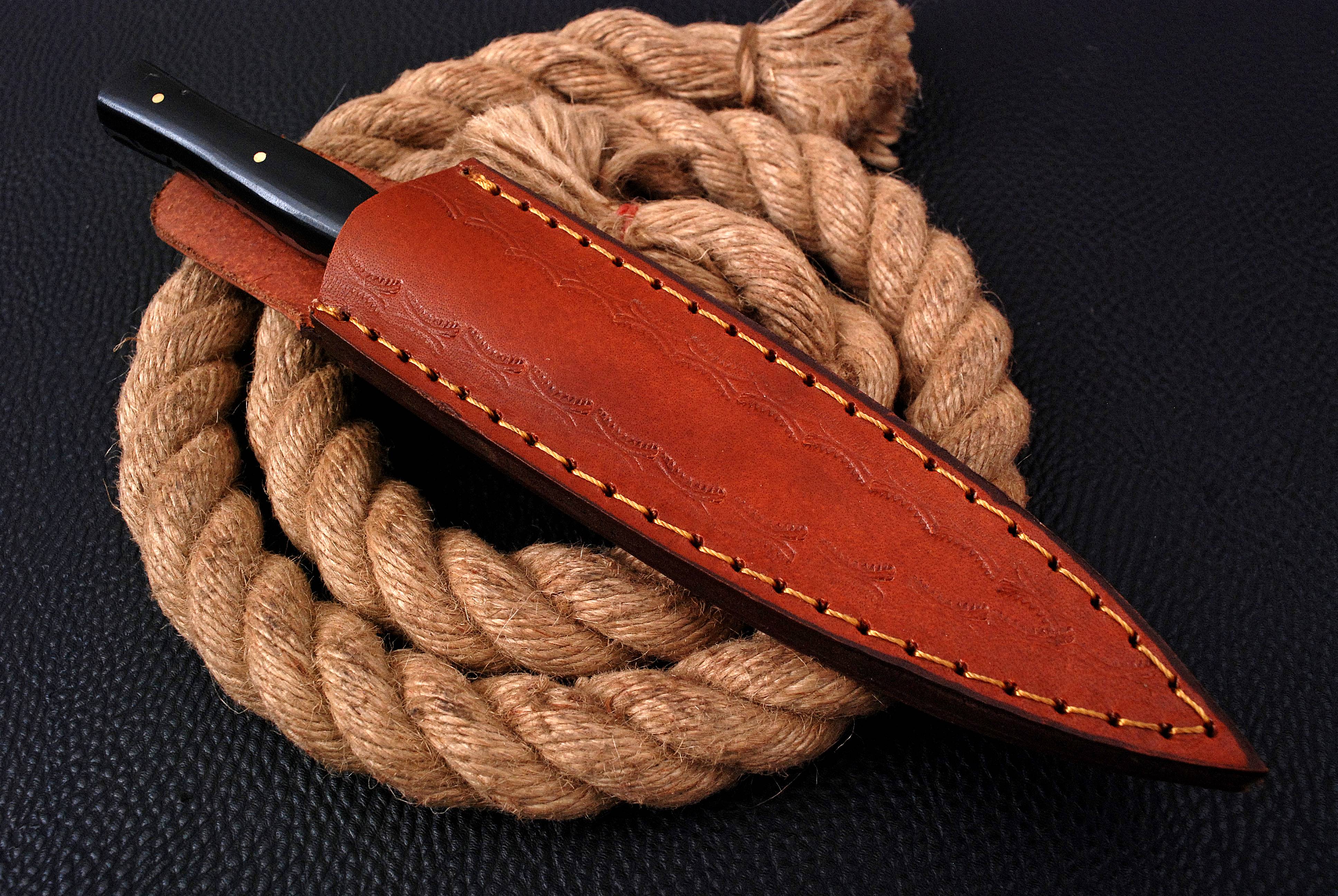 Damascus Steel Knife Full Tang with Leather Sheath x-70 - Image 6