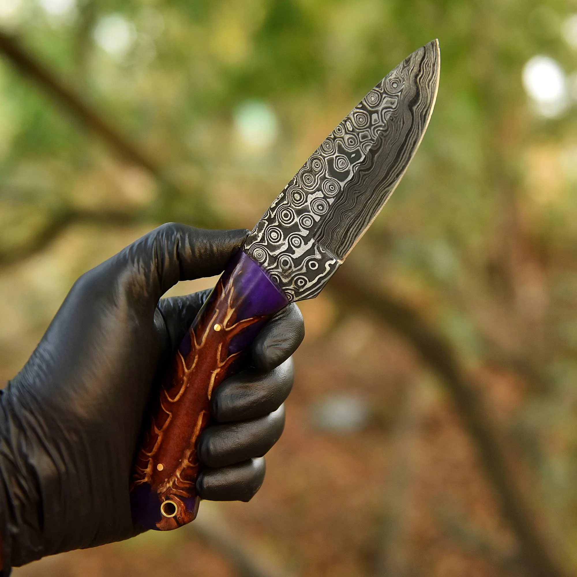 Elite Outdoor Damascus Steel Skinner Hunting Knife  Pinecone Resin Handle - Image 3