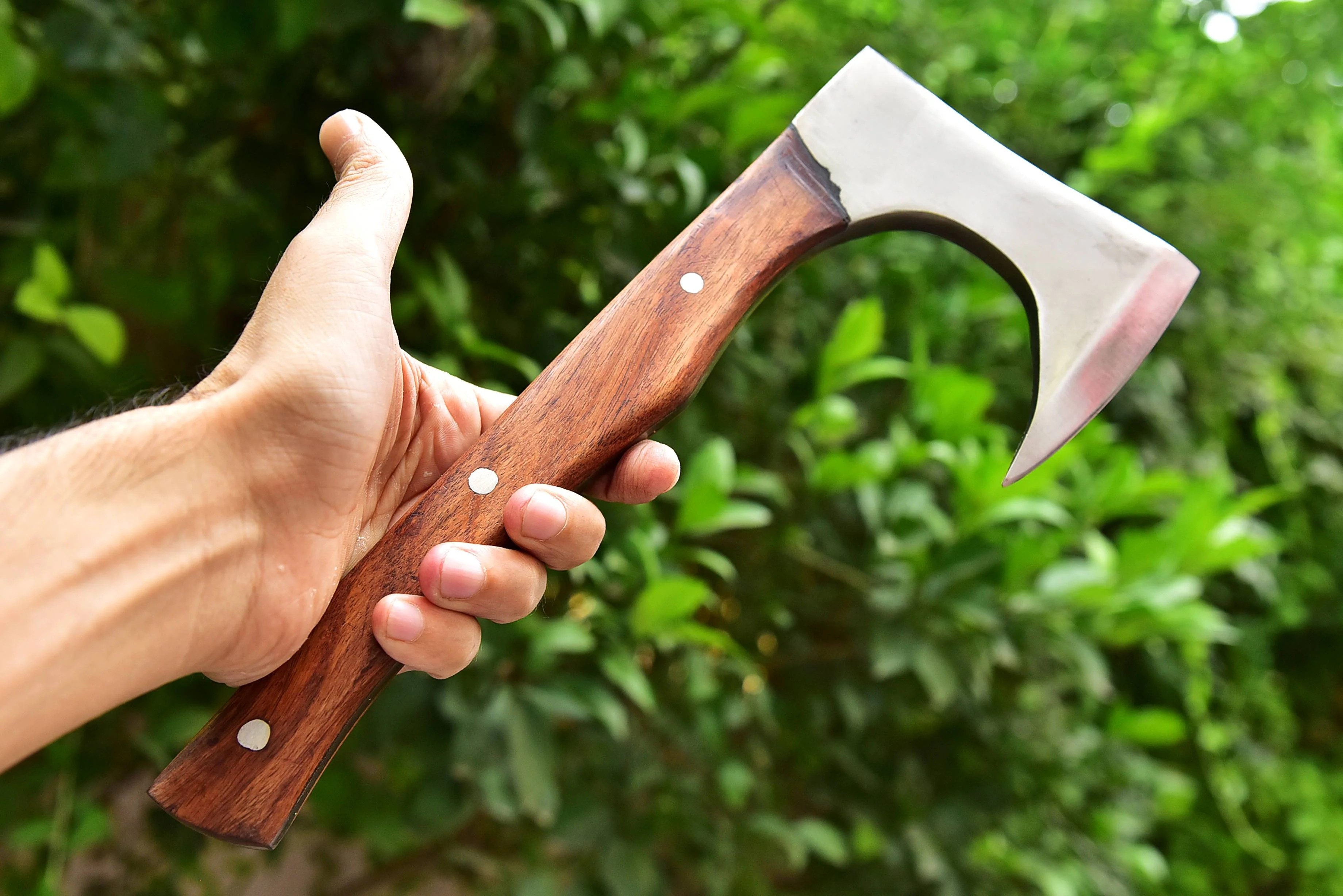 Full Tang Forged Carbon Steel Axe with Rose Wood Shaft - Viking Axe -X177 - Image 8