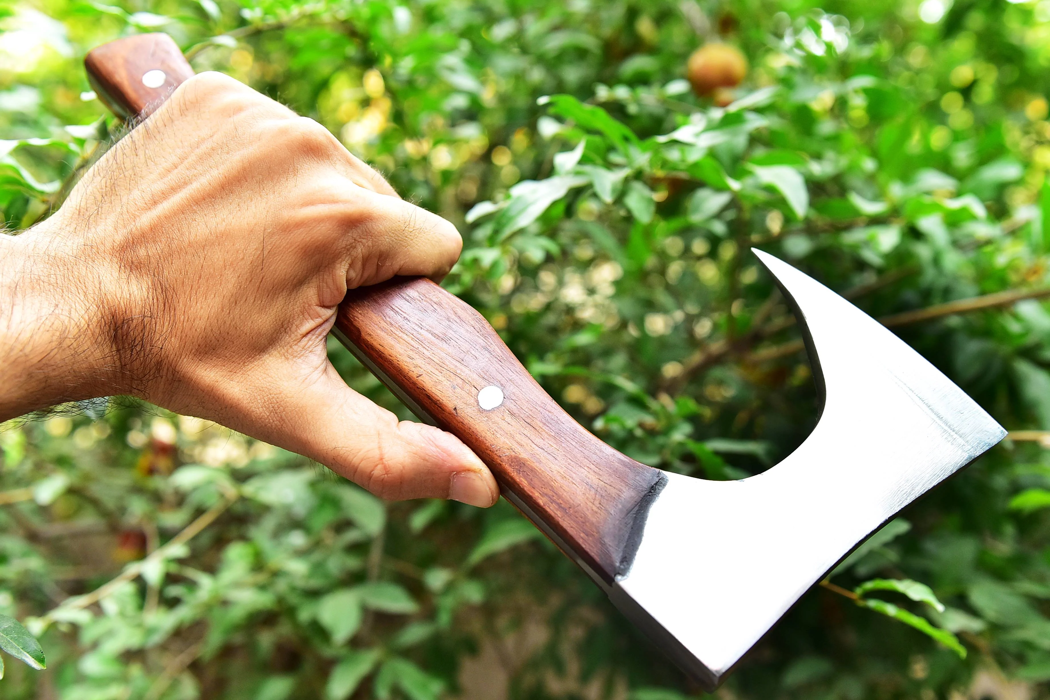 Full Tang Forged Carbon Steel Axe with Rose Wood Shaft - Viking Axe -X177 - Image 9