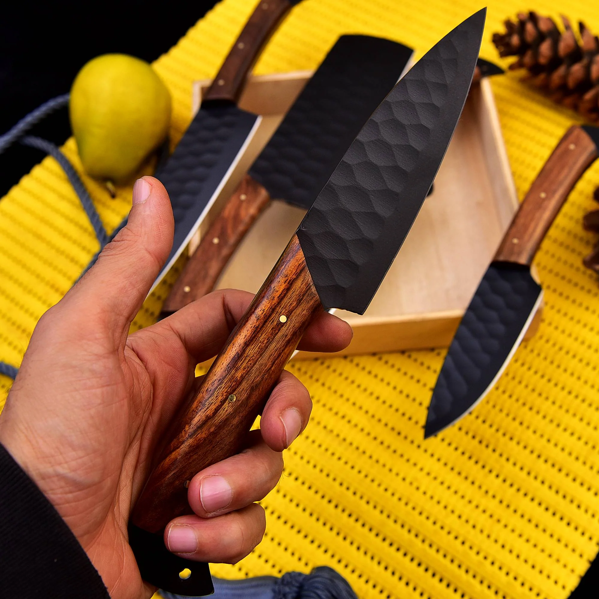 German Carbon Steel Chef Knives Set- Kitchen Knife Set Wood Handle x-260 - Image 5