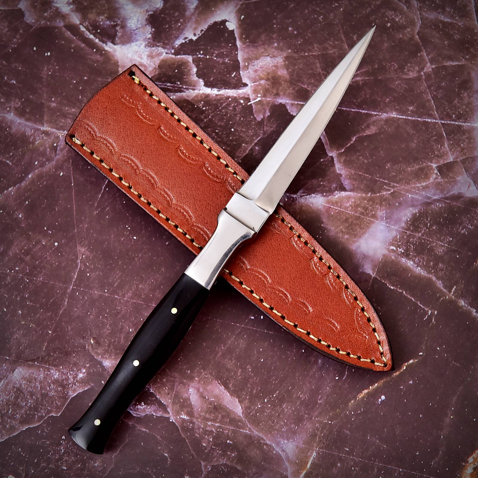 German Knife Double - Edged Blade Full Tang Slick Boot Knives with Leather Sheath x-265 - Image 12