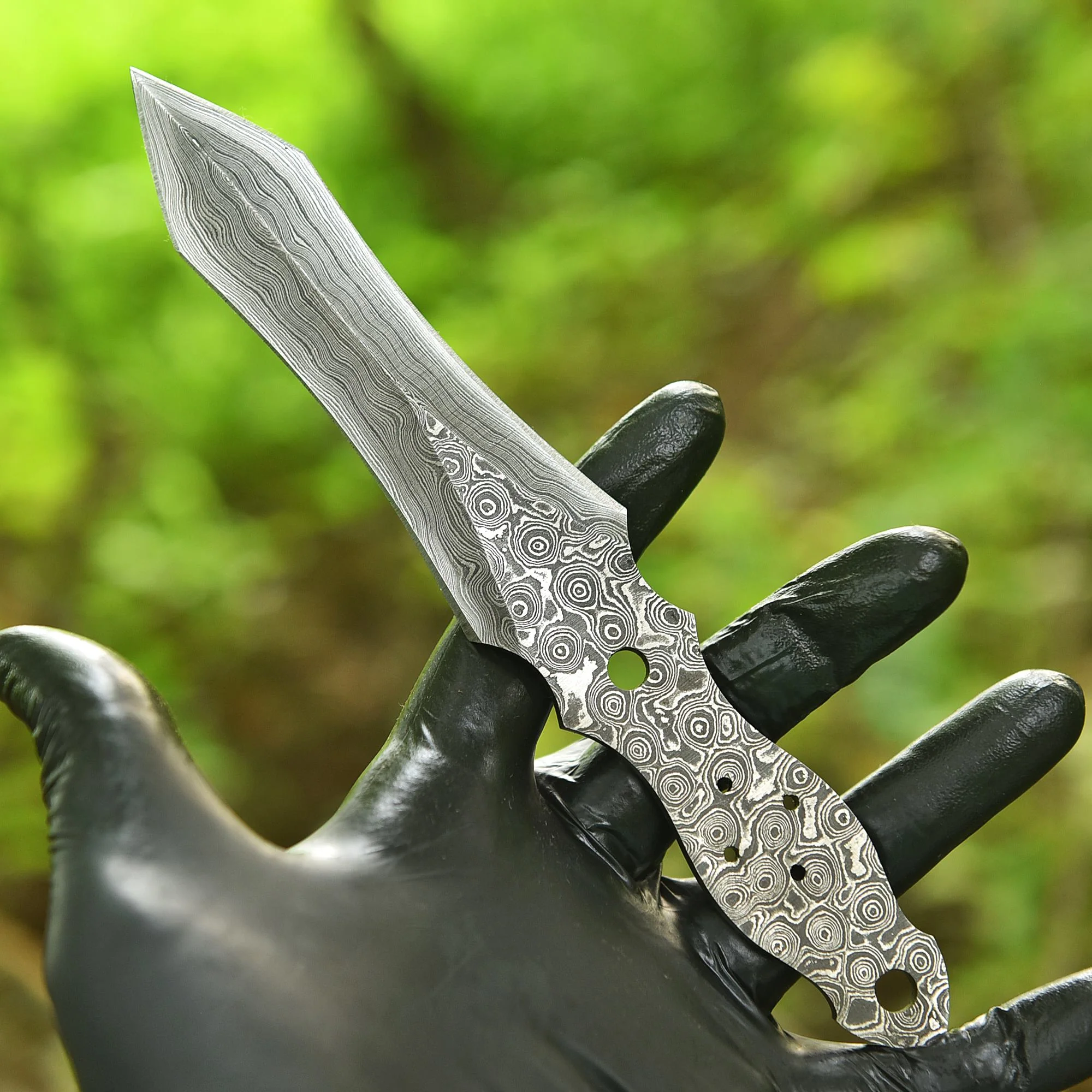 Hand Forged High Carbon Damascus Double Edge Dagger Blade Blank - Image 4