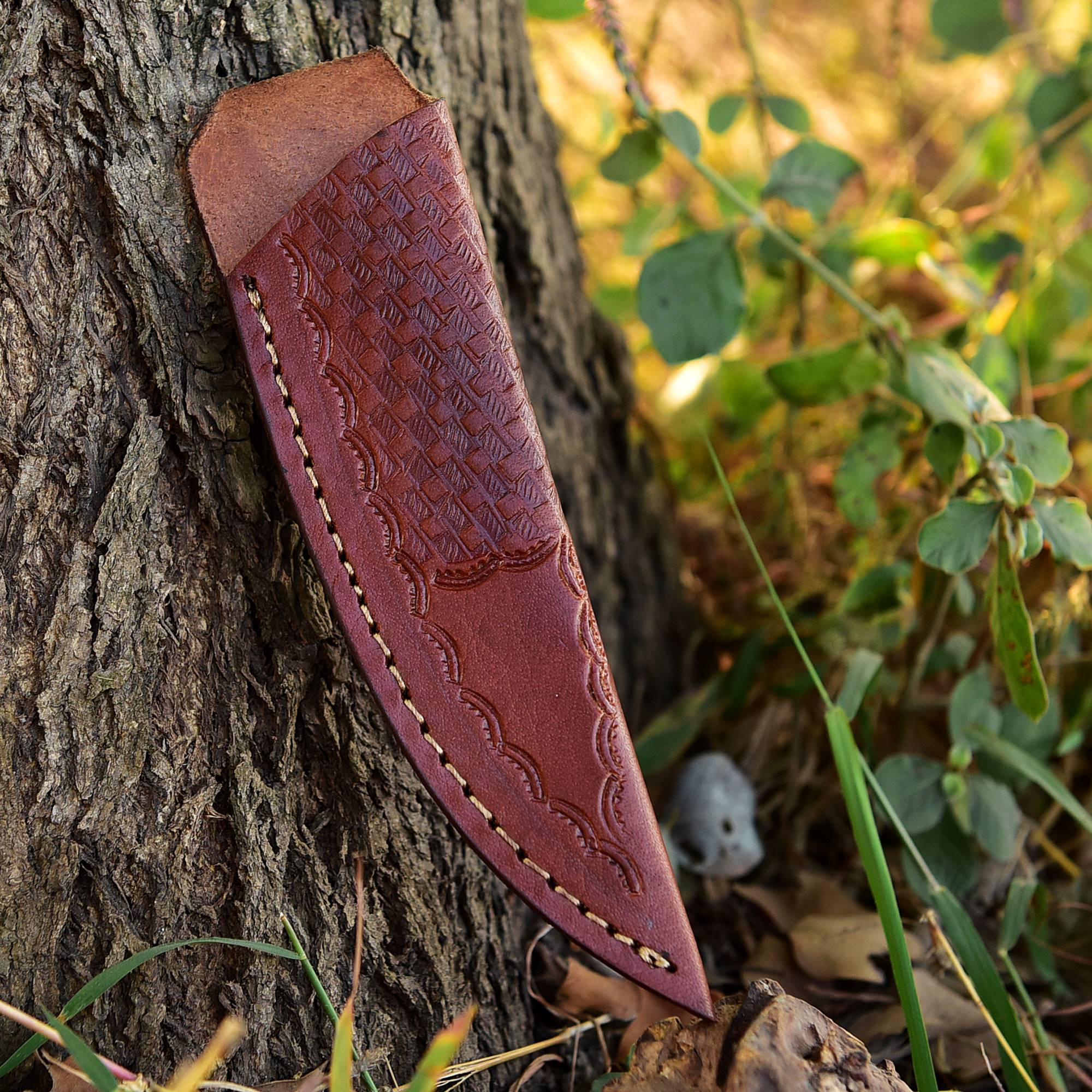 Hand Stitched Genuine Leather Fixed Blade  Knife Sheath Belt Carry Sheath - Image 9