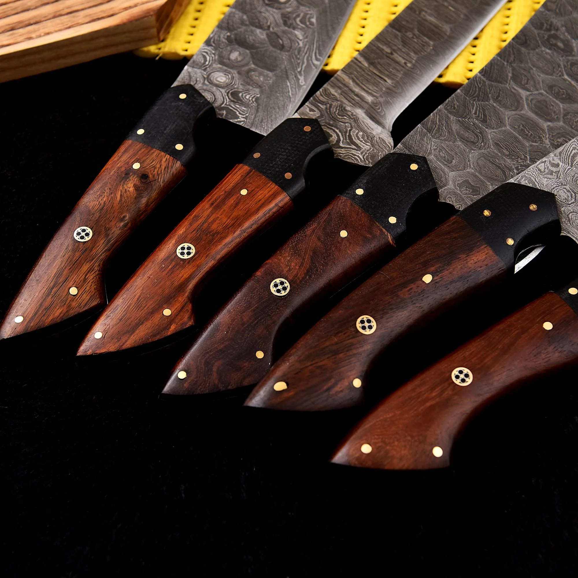 Handcrafted Damascus Steel Gyuto Chef's Knife Kitchen Knives Set x-223 - Image 3