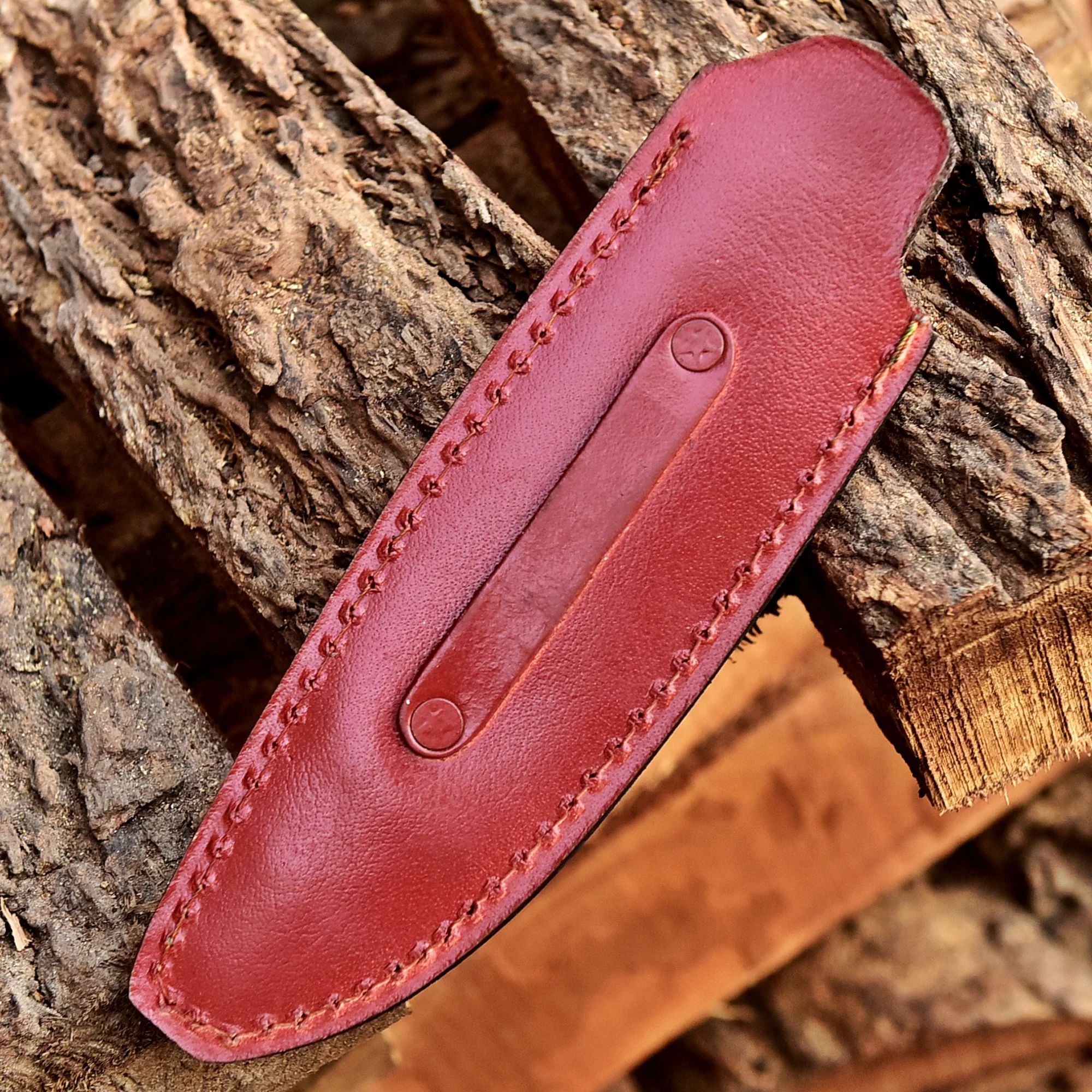 Handcrafted Full Grain Leather Fixed Blade Knife Engraved Sheath - Image 4