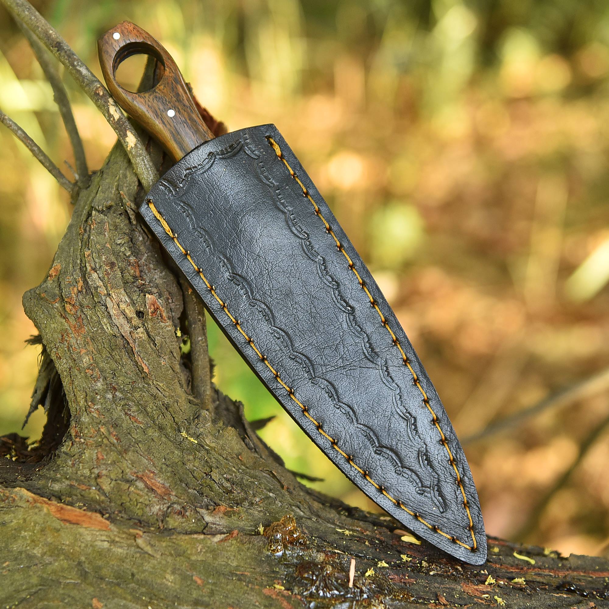 Handcrafted Hiking Double Edge Dagger Knife Steel Bolster Wood Handle - Image 5