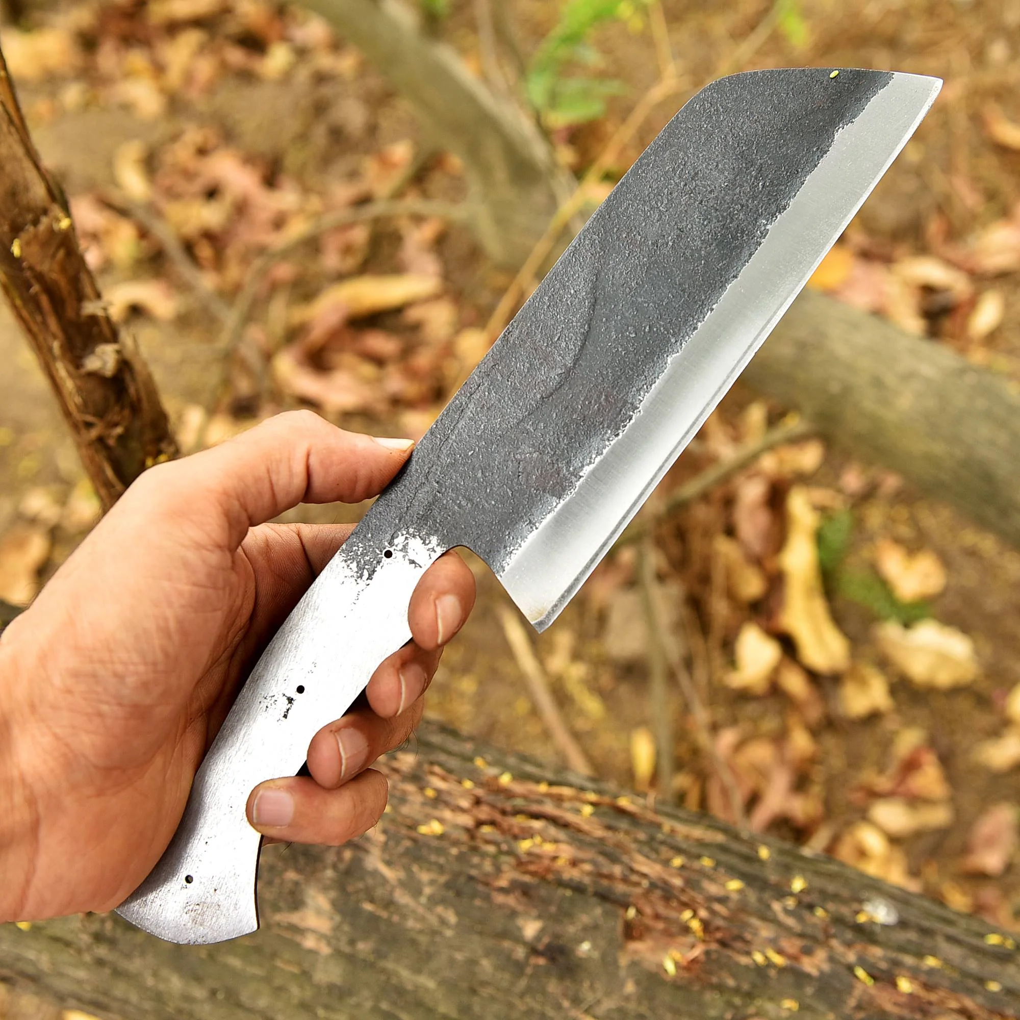 Handmade Carbon Steel D2 Blade Cleaver Blank Blade Full Tang Butcher Knife - Image 3